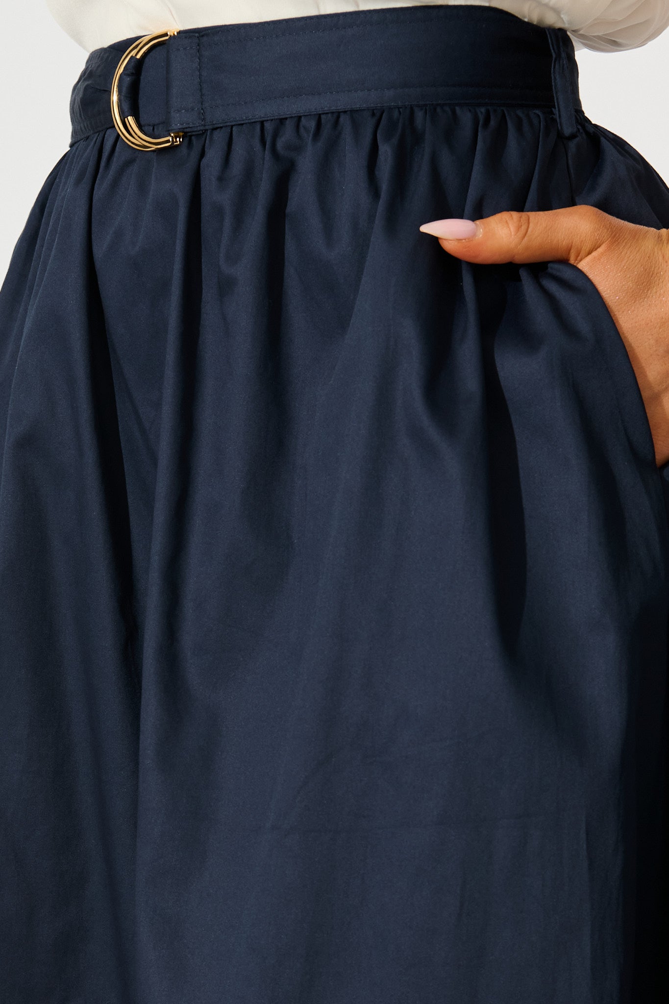 Tyra Maxi Skirt in Navy Cotton