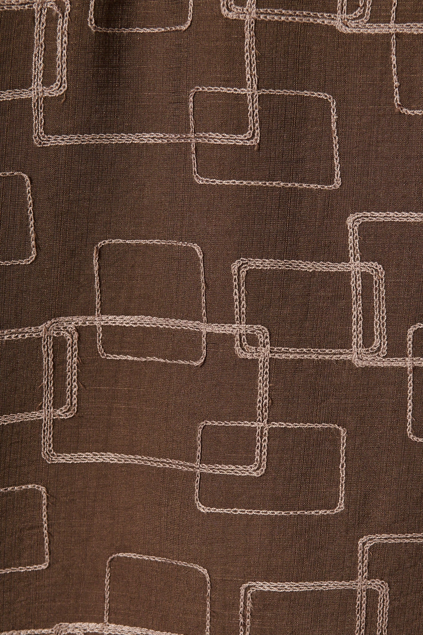 Hartlee Midi Shirt Dress in Brown Embroidery Linen Blend