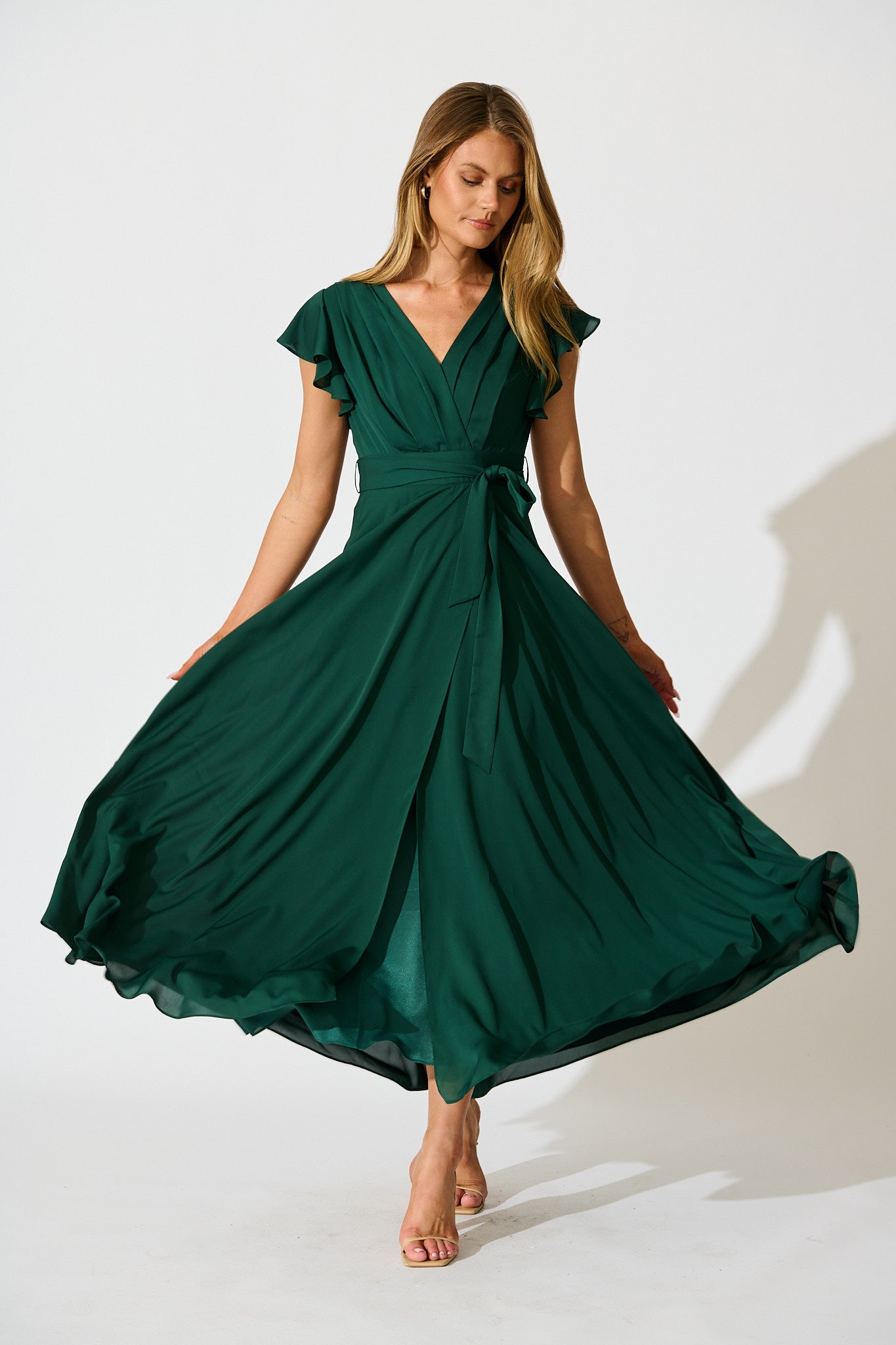 Wynter Maxi Dress in Emerald Chiffon