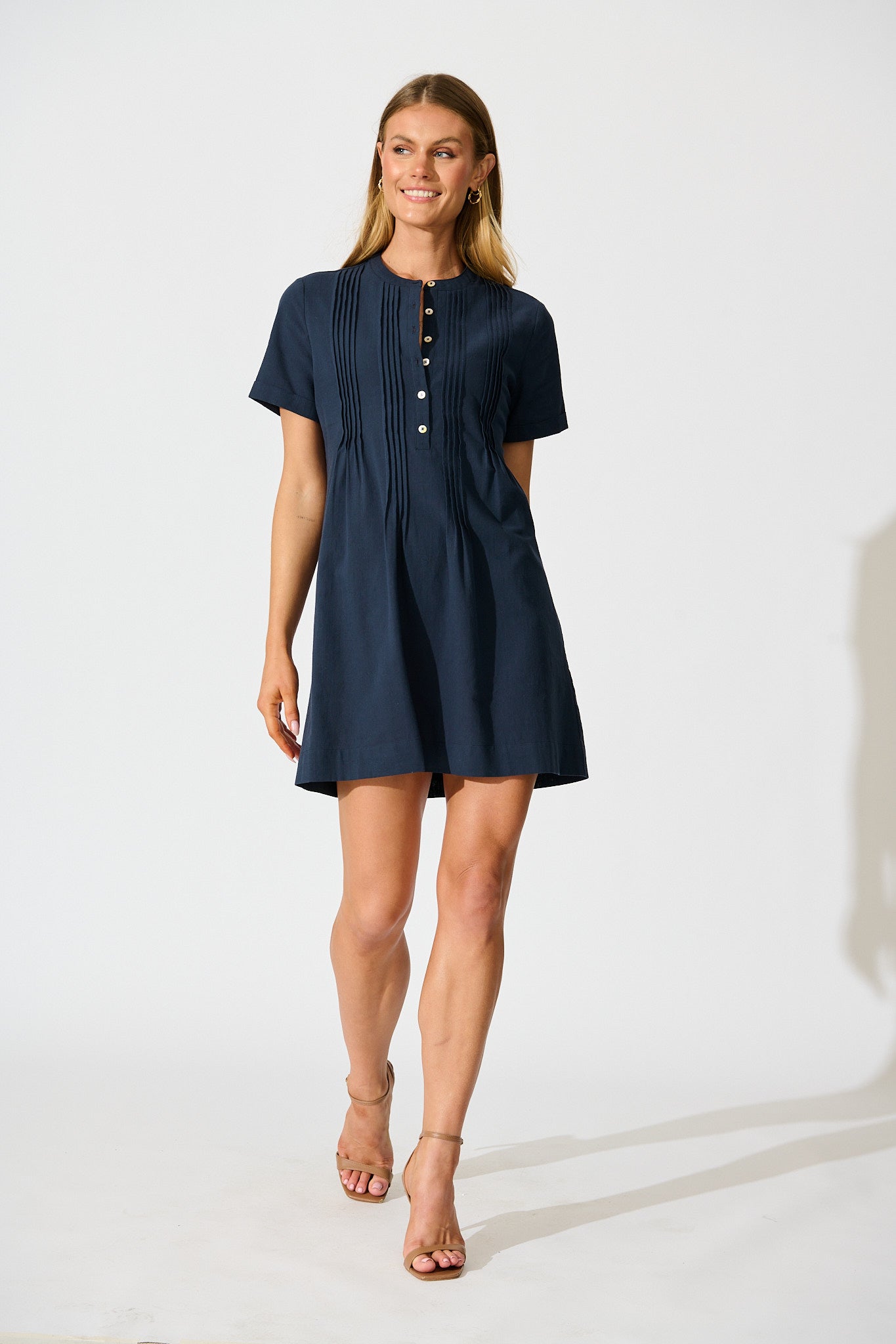 Ivory Fields Smock Dress in Navy Cotton