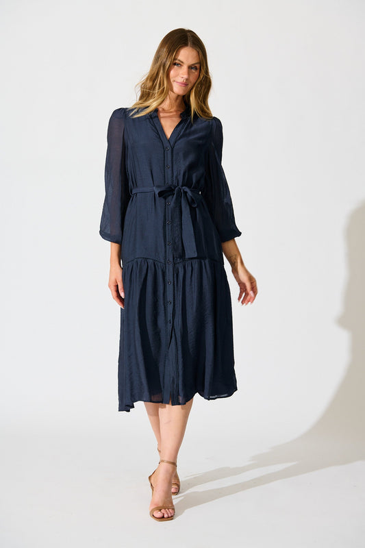 Sloane Midi Dress in Navy