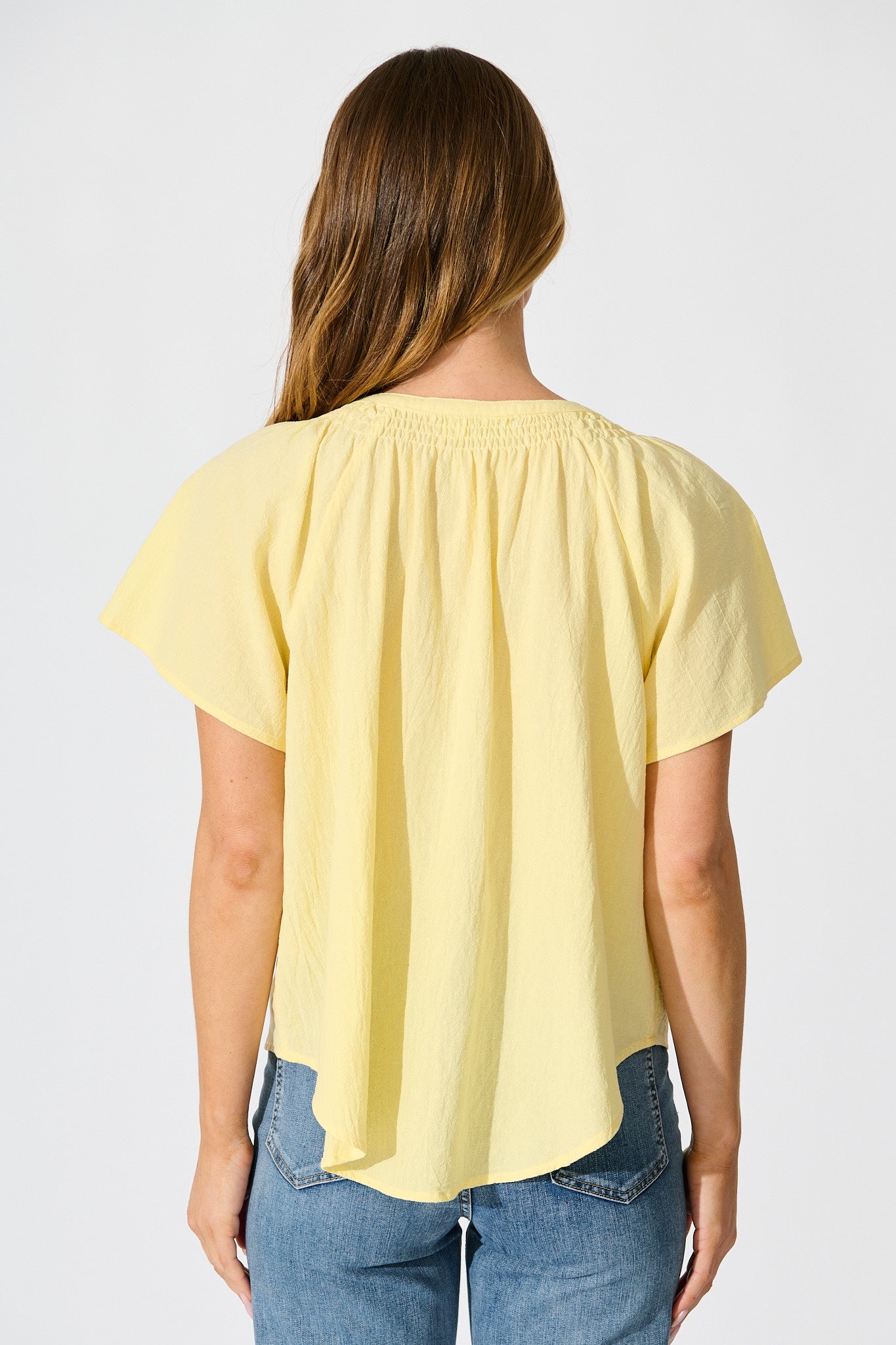 Lombard Top in Butter Yellow Cotton Linen