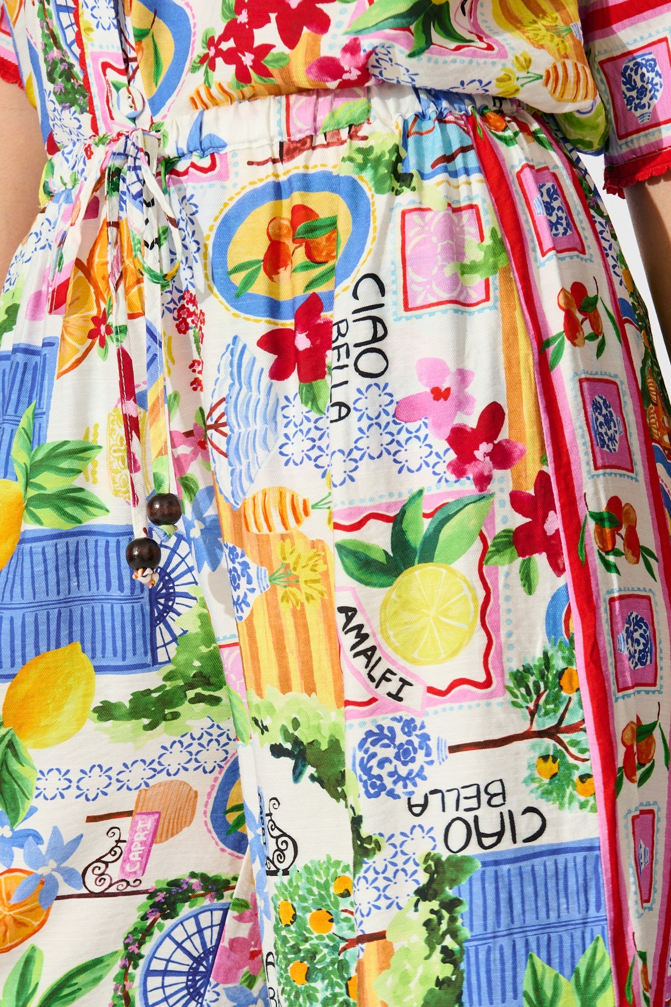 Romeo Pant in White With Multi Print