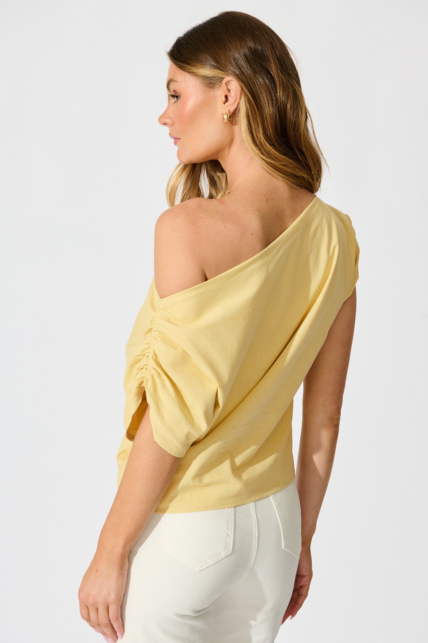 Golden Hour Off Shoulder Top in Butter Yellow Cotton