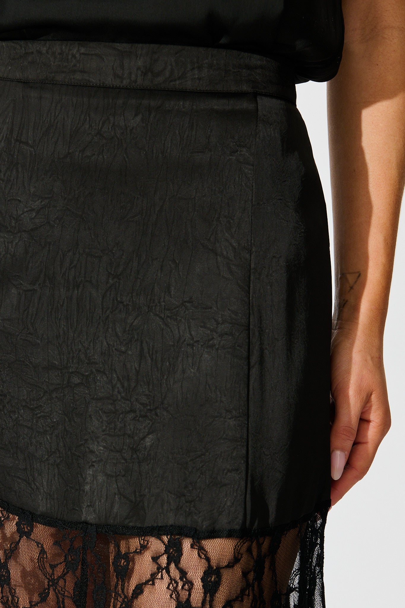 Twilight Grace Maxi Skirt in Black Satin