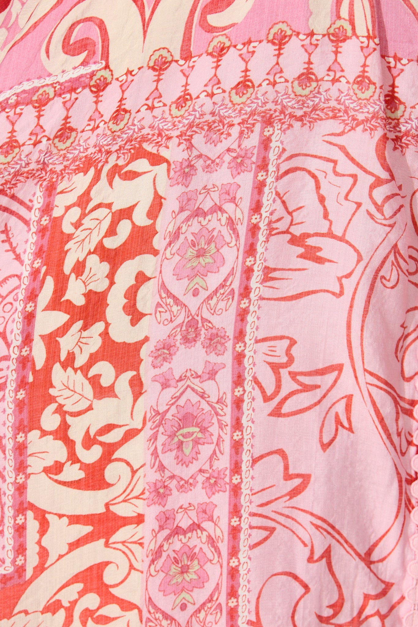 Malhia Shirt Dress in Pink with Red Cotton Blend