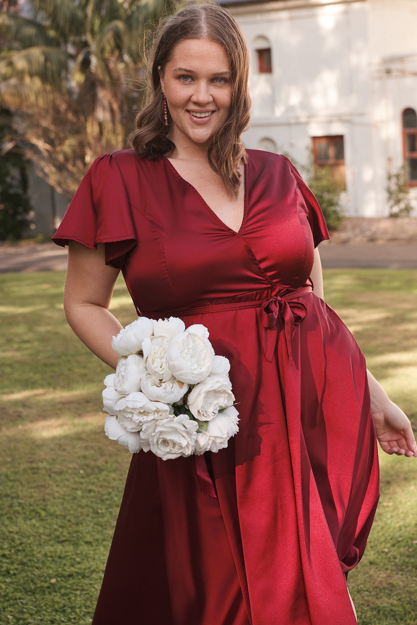 Loulou Maxi Dress in Wine Satin