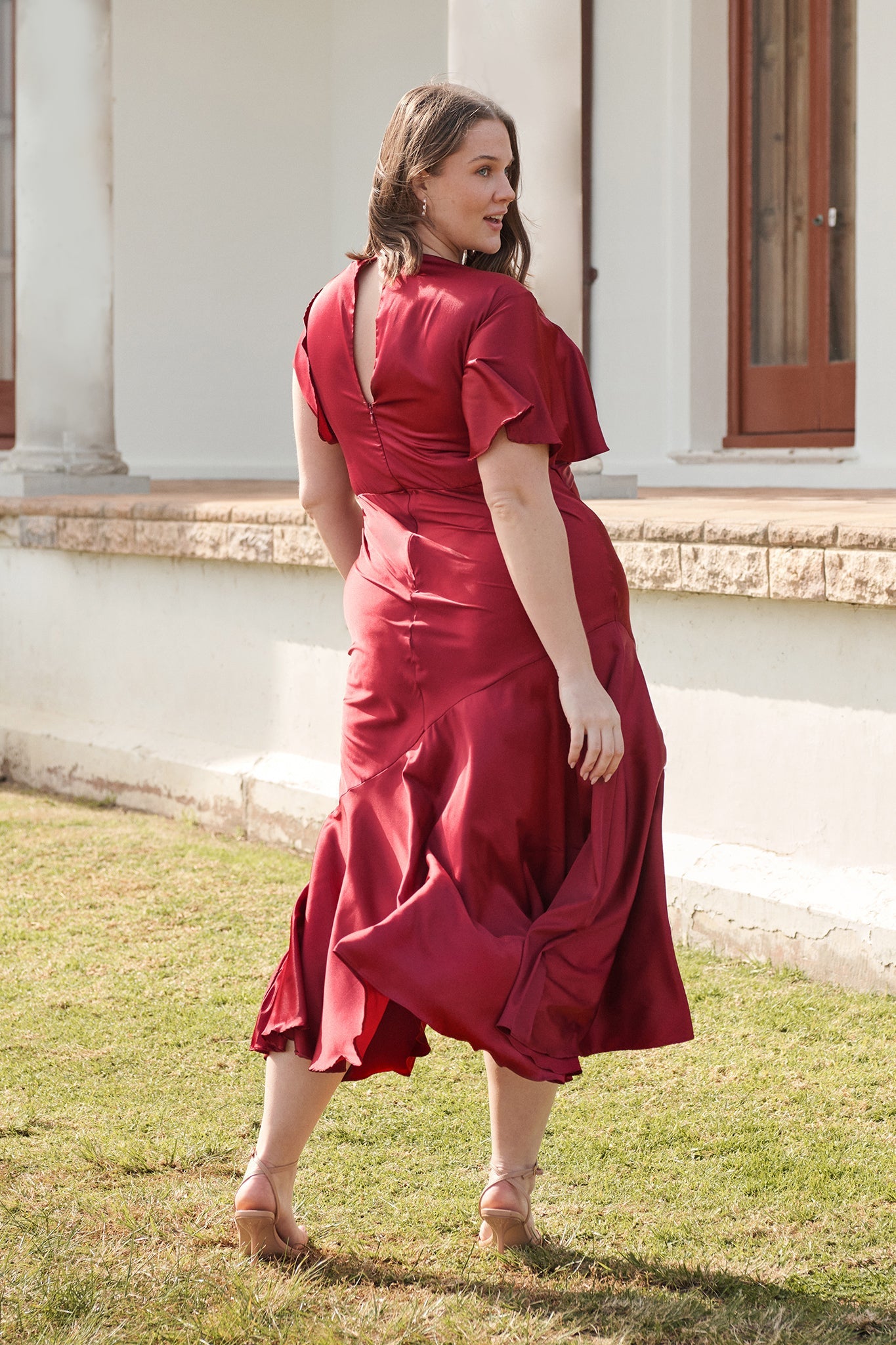 Sunset Serenade Maxi Dress in Wine Satin