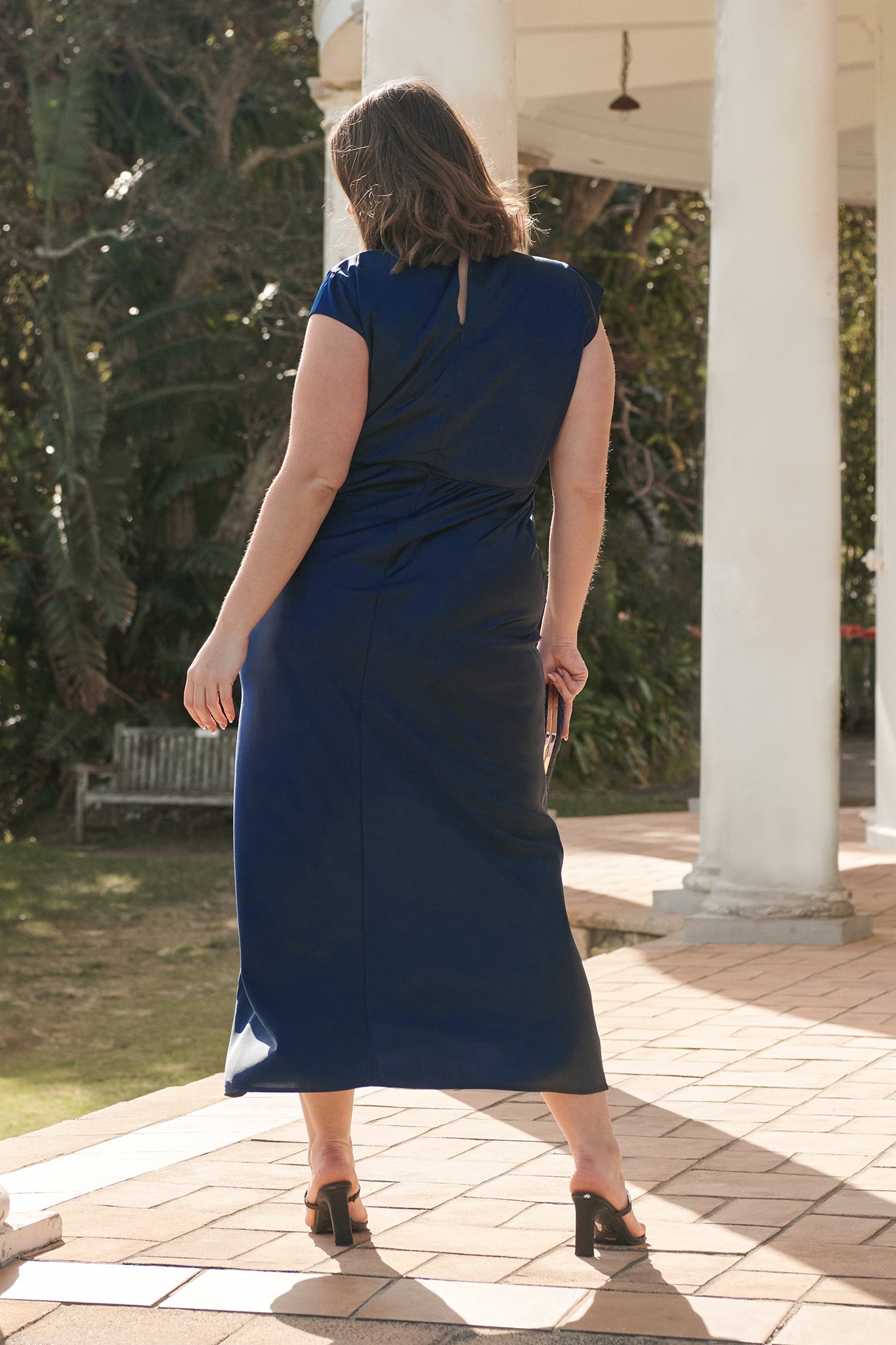 Elegant Devotion Maxi Dress in Navy Satin