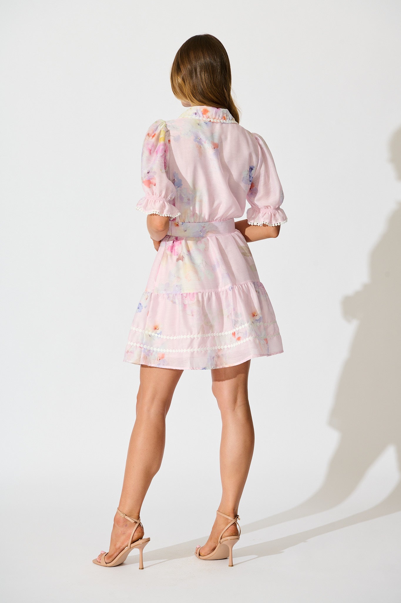 Liora Shirt Dress in Light Pink Floral