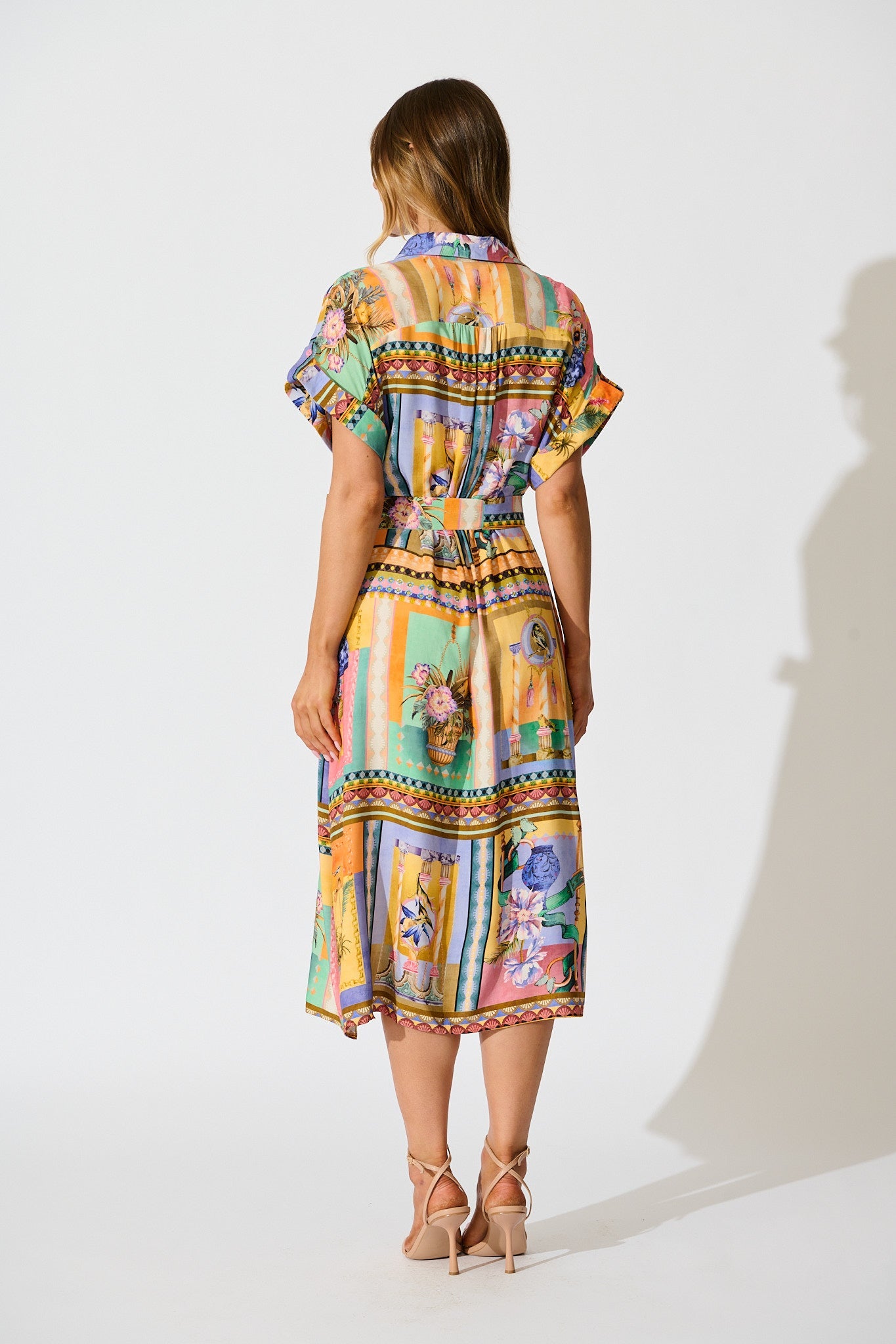 Vita Mia Midi Shirt Dress in Multi Conversational Print