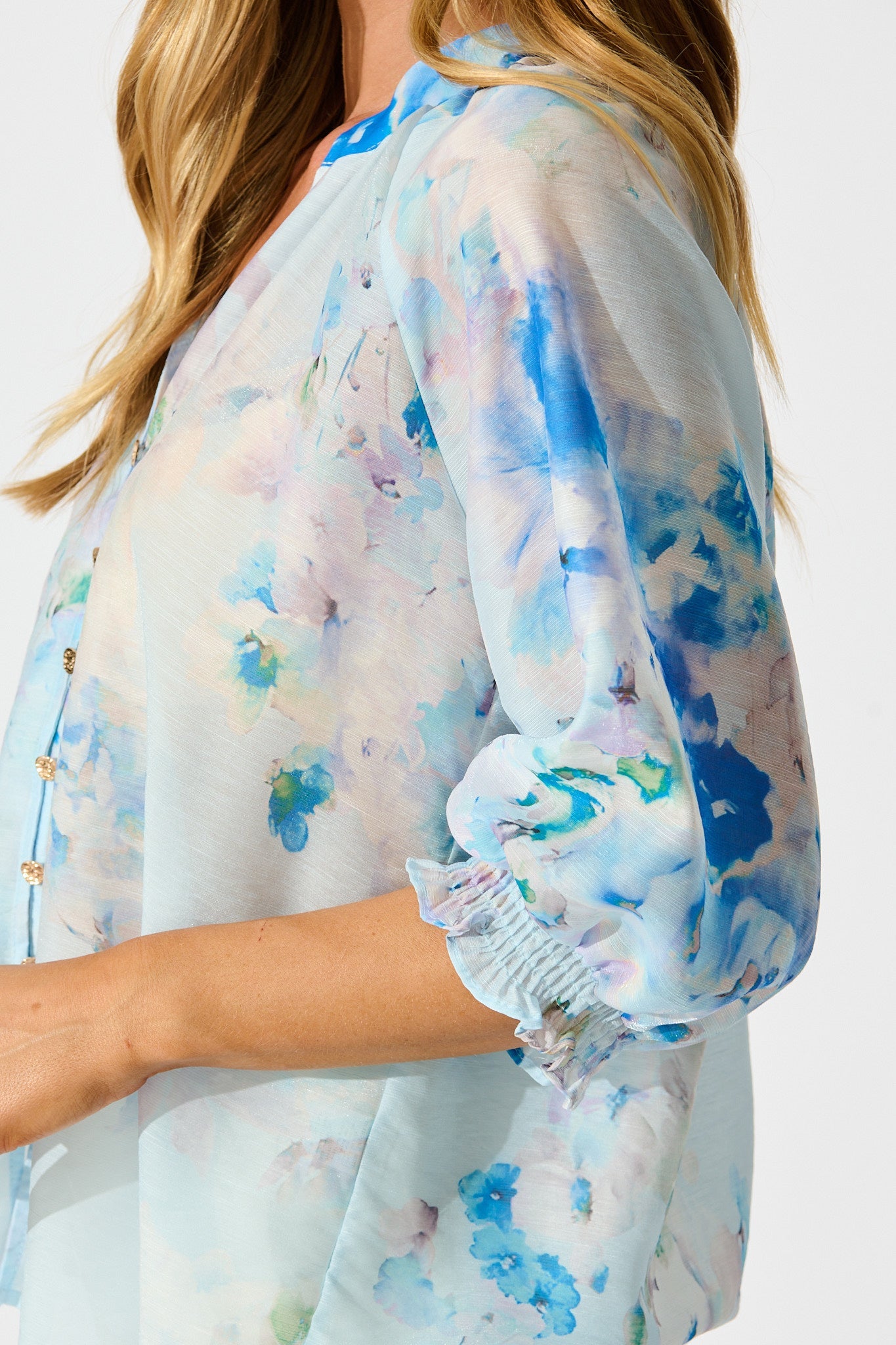 Martisha Top in Blue Floral