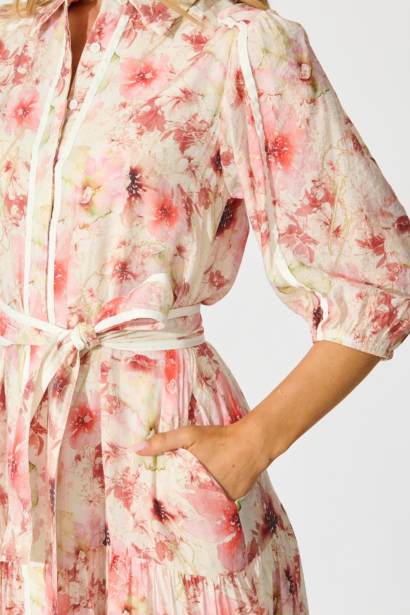 Mackenzie Maxi Shirt Dress in Blush Floral