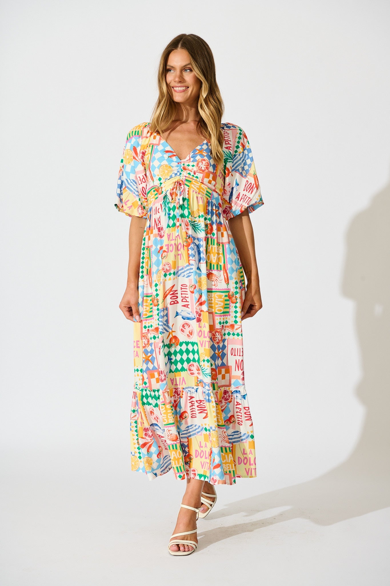 Coverdale Maxi Dress in White Multi Conversational Print