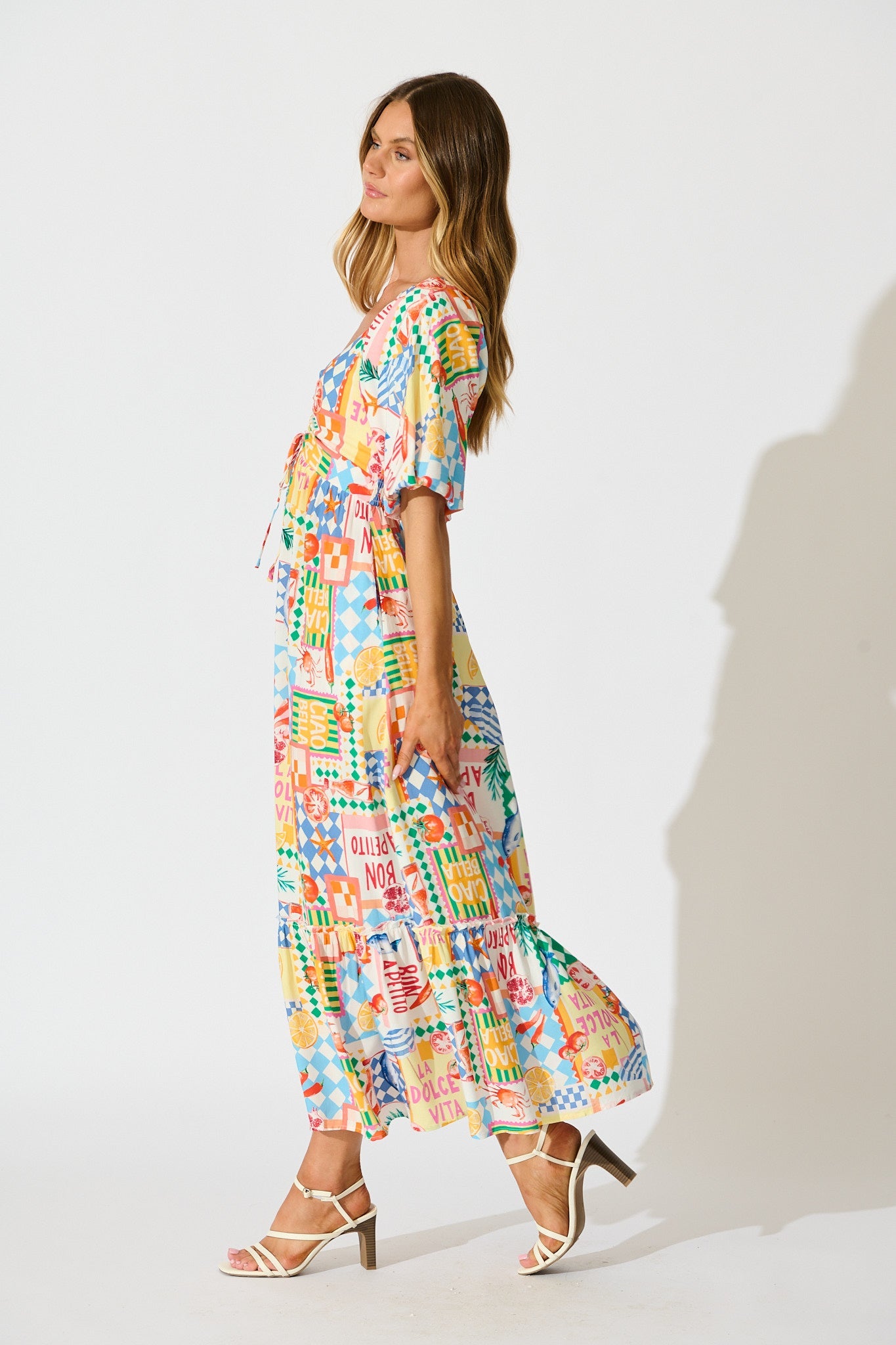 Coverdale Maxi Dress in White Multi Conversational Print
