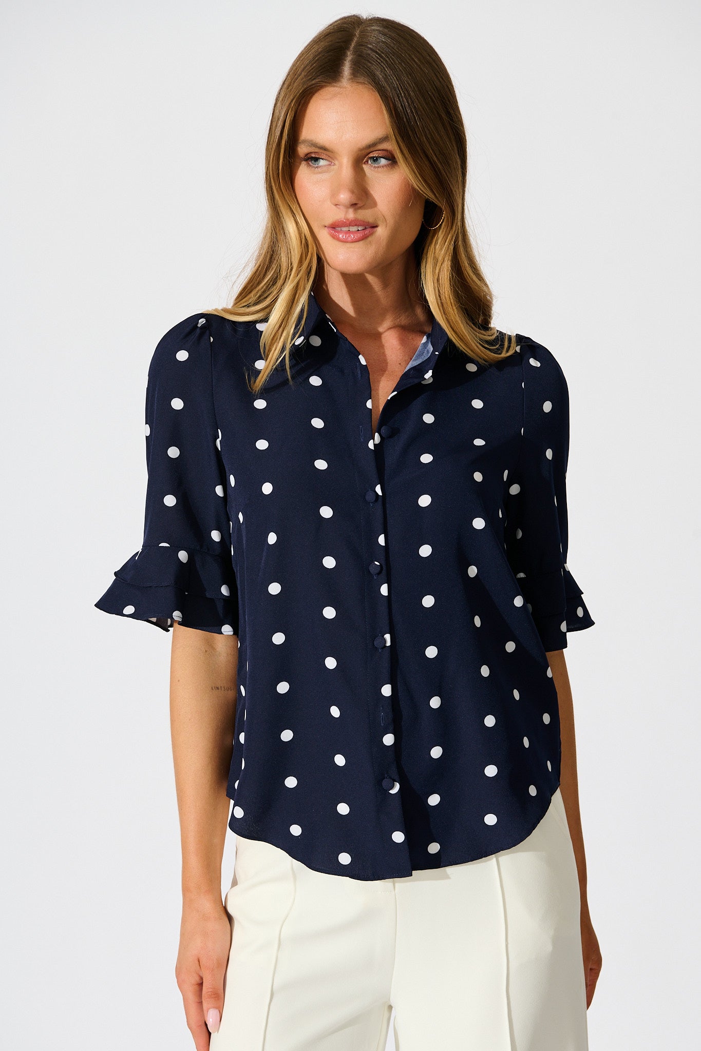 Perfectly Placed Shirt in Navy with White Spot