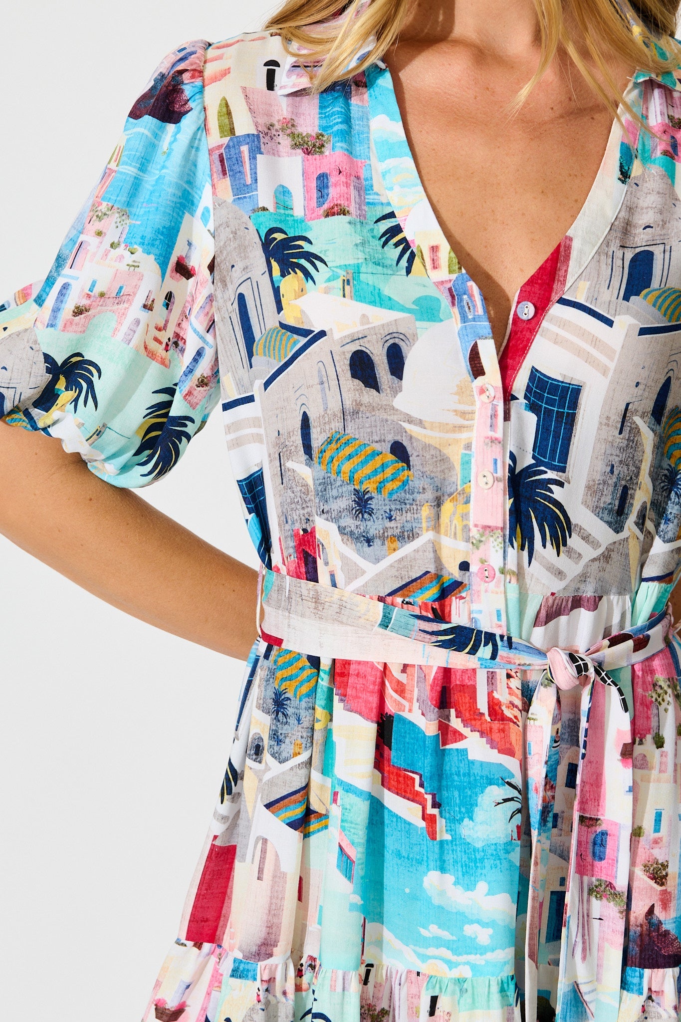 Mediterranean Muse Dress in Multi Print