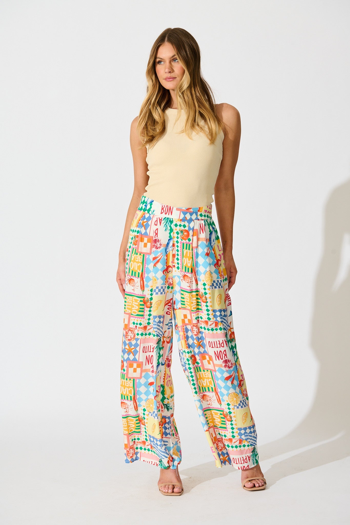 Gilligan Pant in White Multi Conversational Print