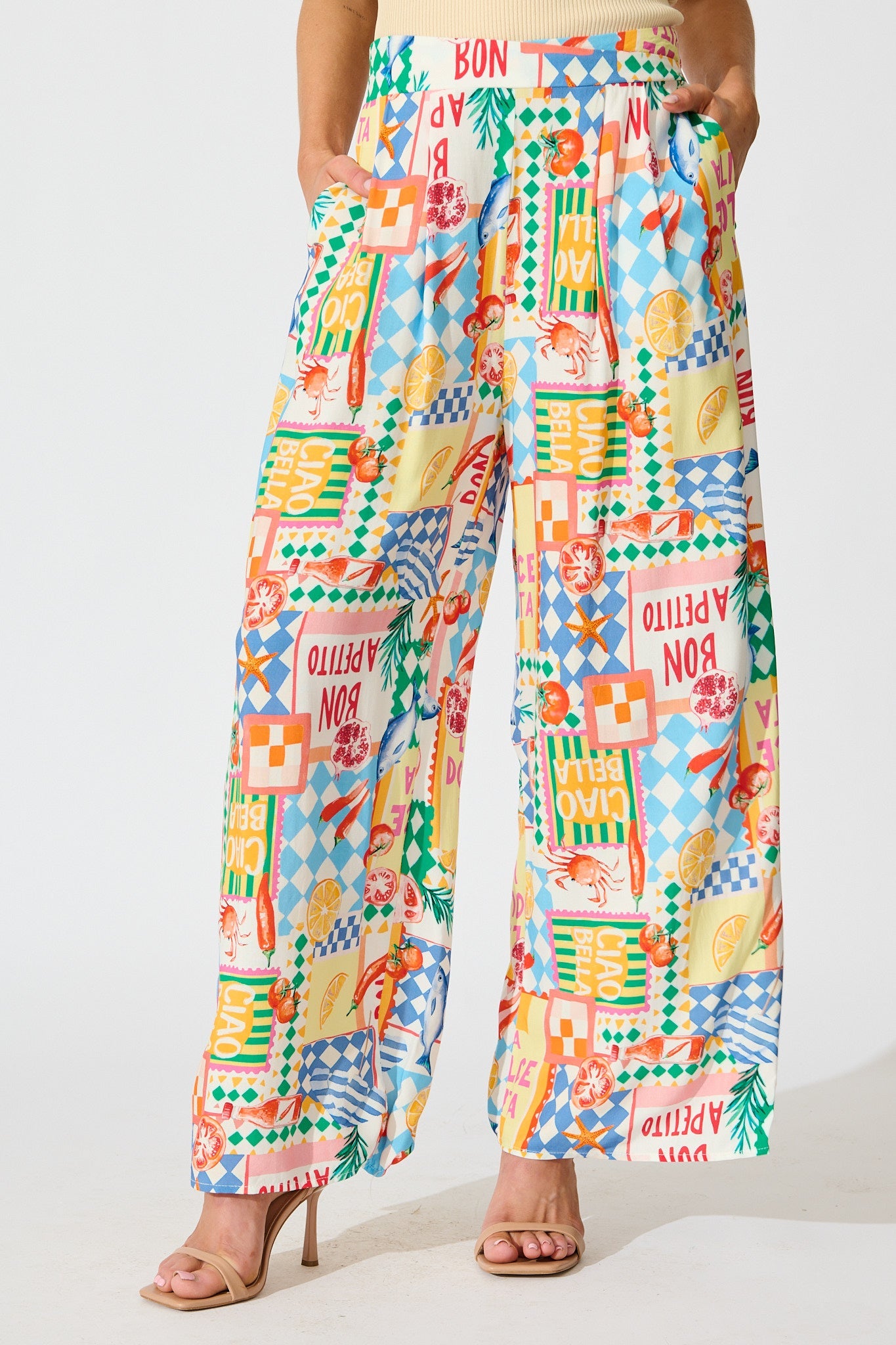Gilligan Pant in White Multi Conversational Print
