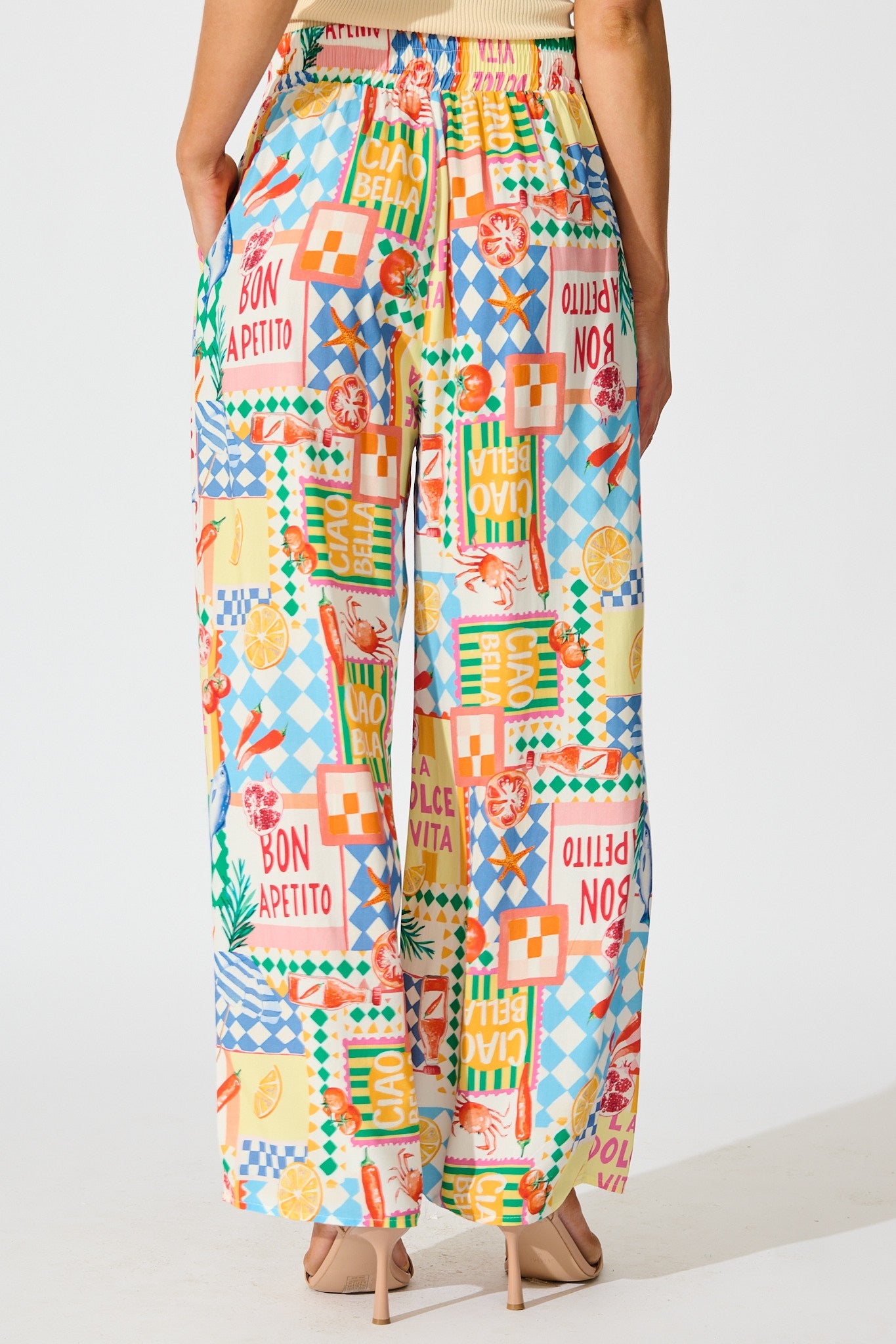 Gilligan Pant in White Multi Conversational Print