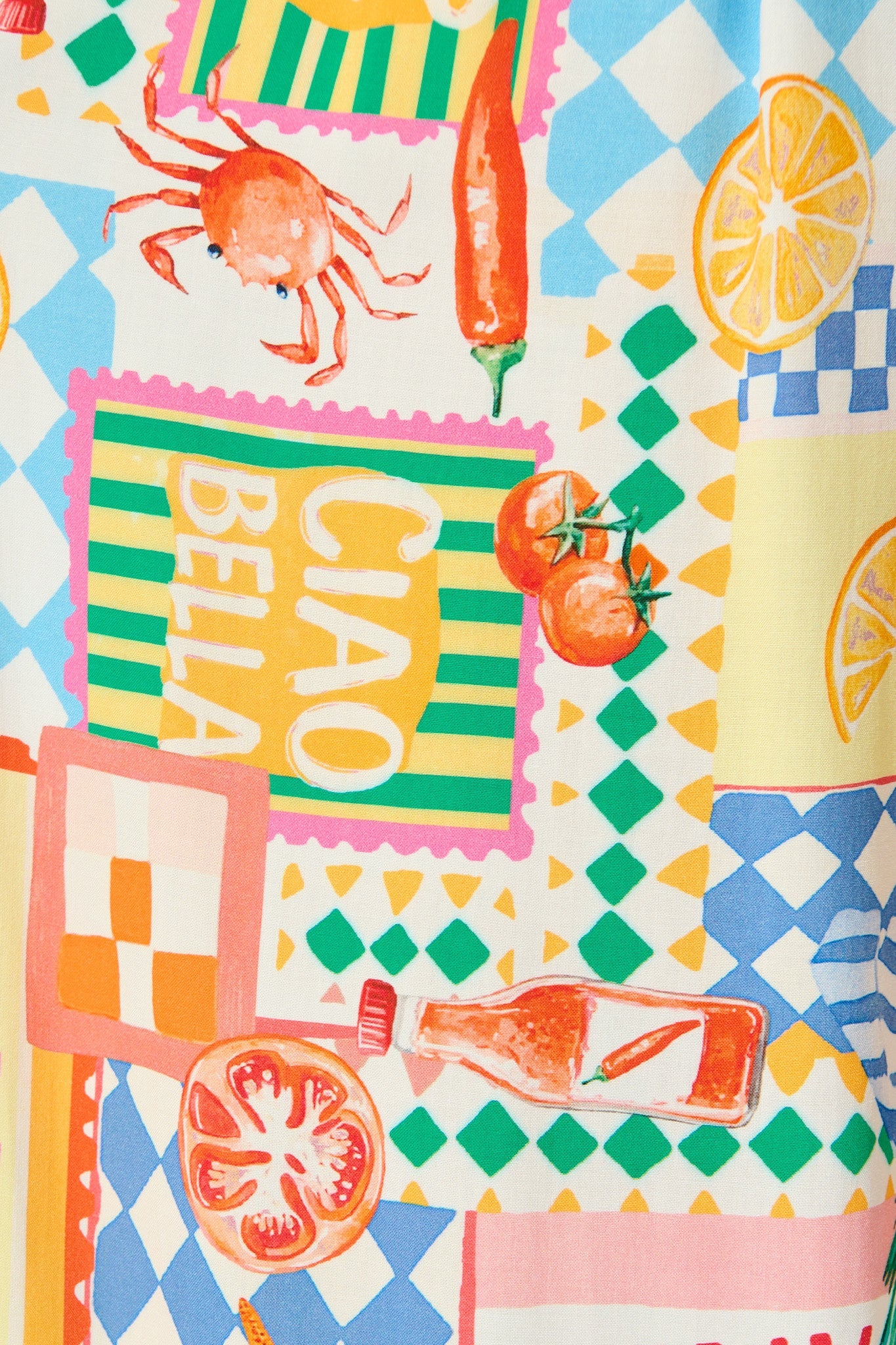 Gilligan Pant in White Multi Conversational Print