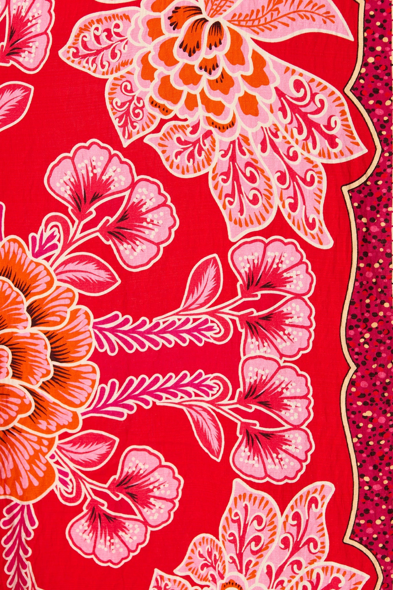 Aurelina Maxi Shirt Dress In Red Flower Linen Blend