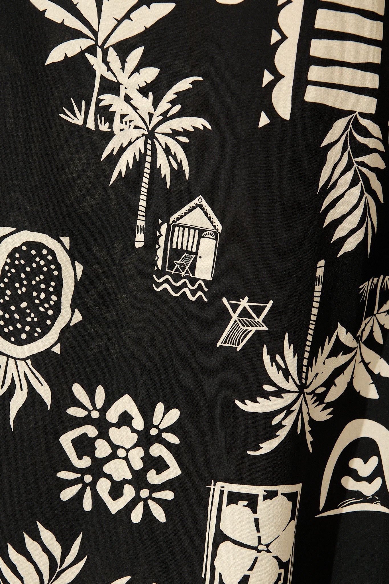 Lune Wide Leg Pant In Black Palm Print