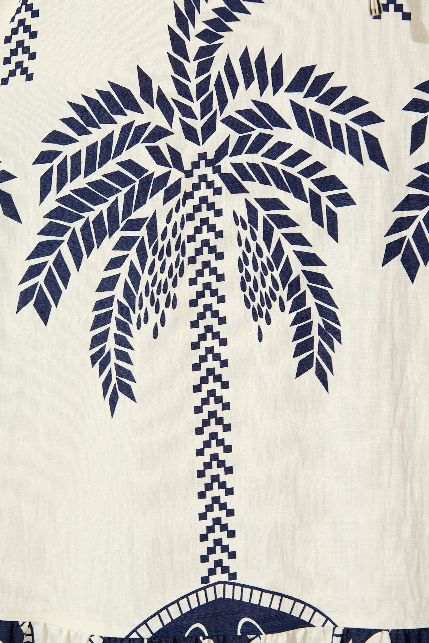 Jazelle Maxi Dress In White Palm Print Linen Blend