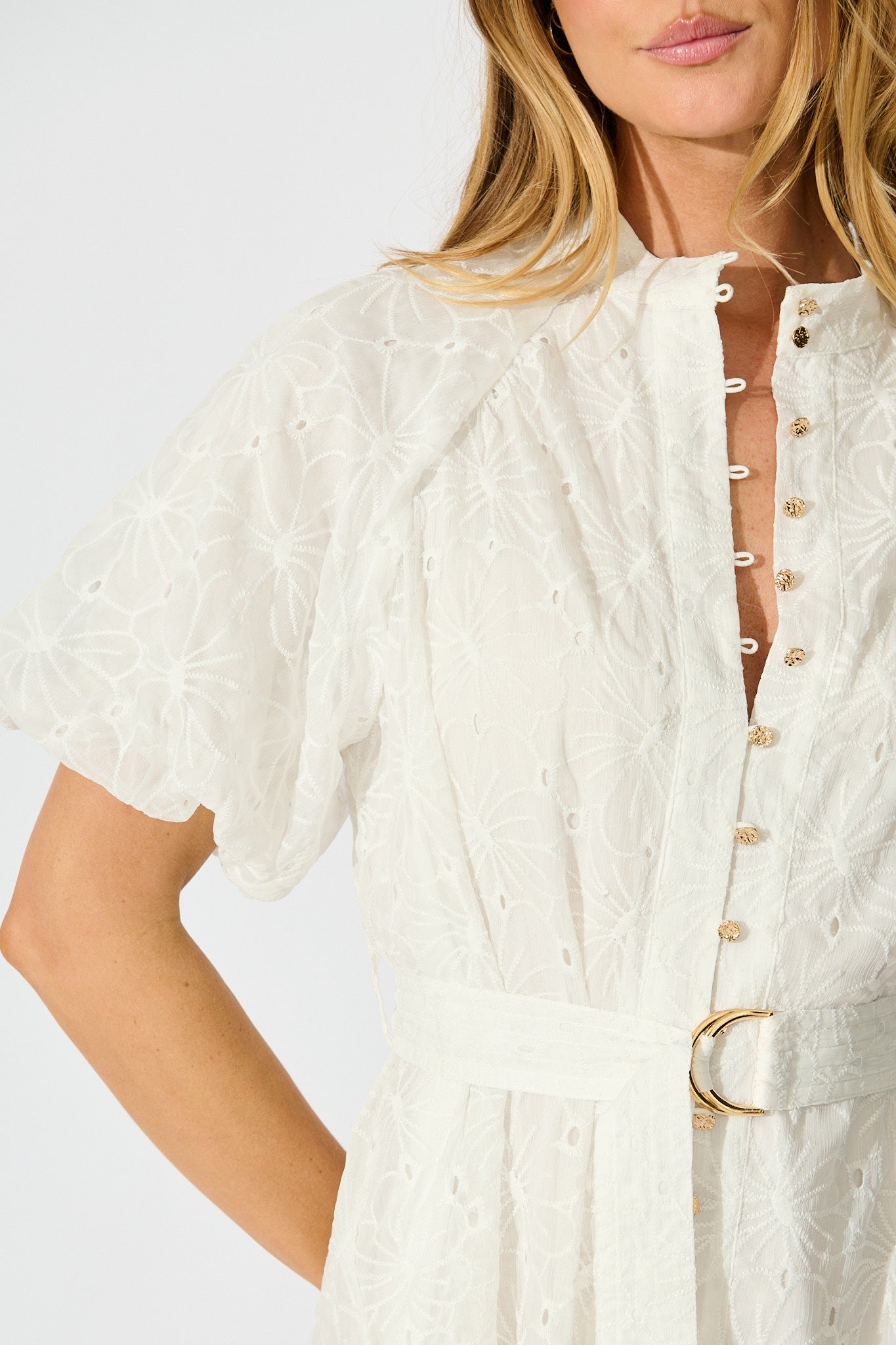 Love Letter Dress in White Floral Broderie