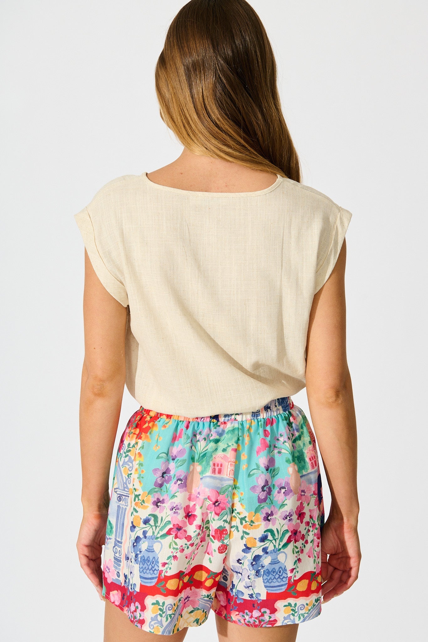 Prints Of Positano Short In Multi Resort Linen Blend