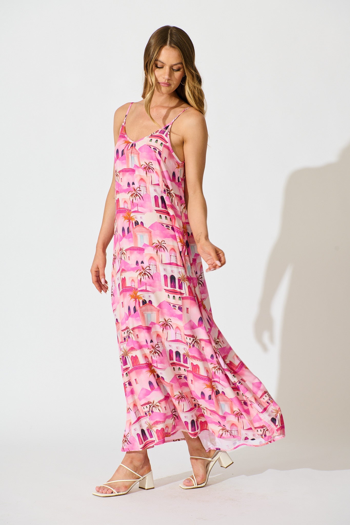 No Scrubs Maxi Dress in Pink Resort Print