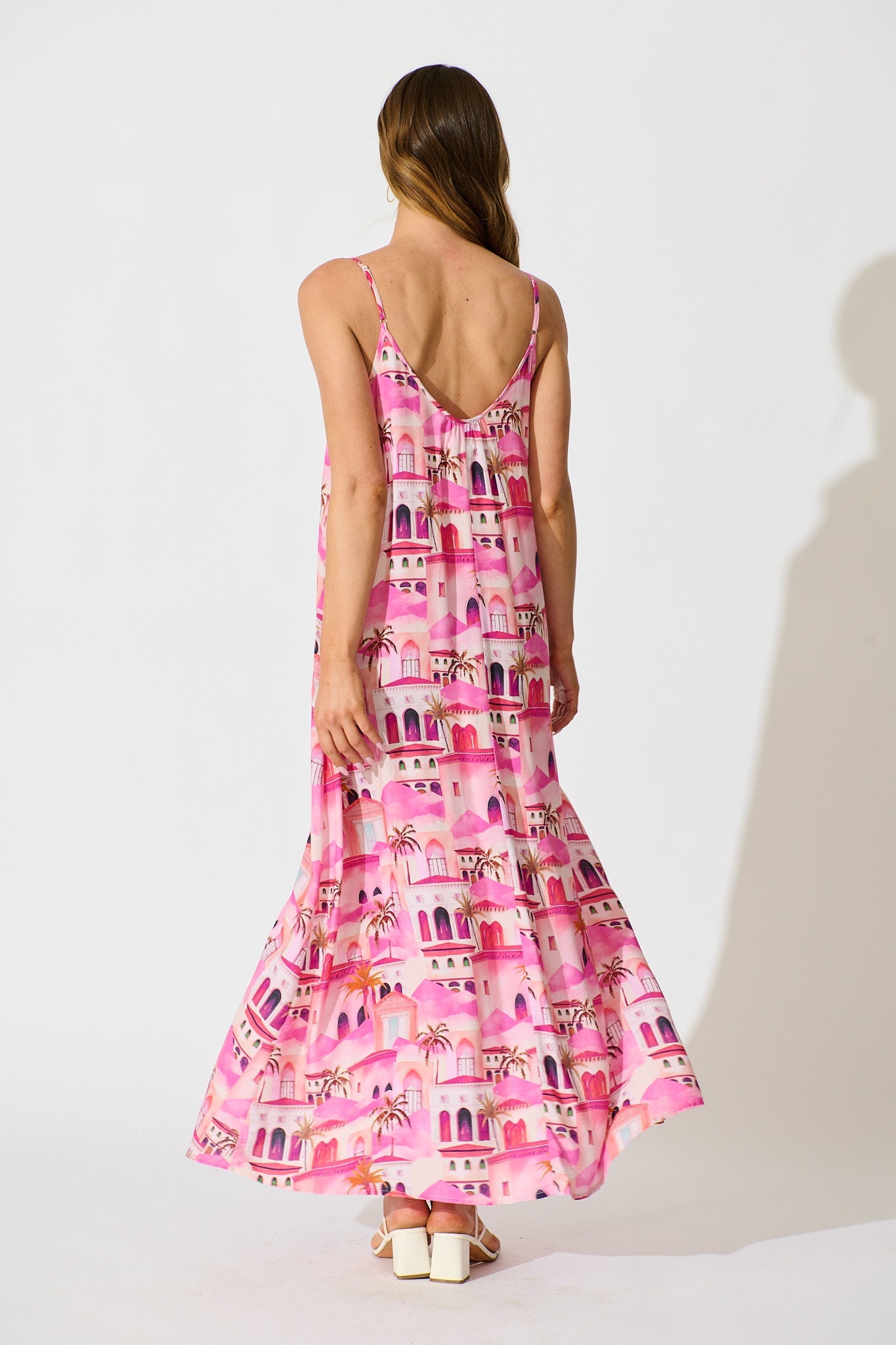 No Scrubs Maxi Dress in Pink Resort Print