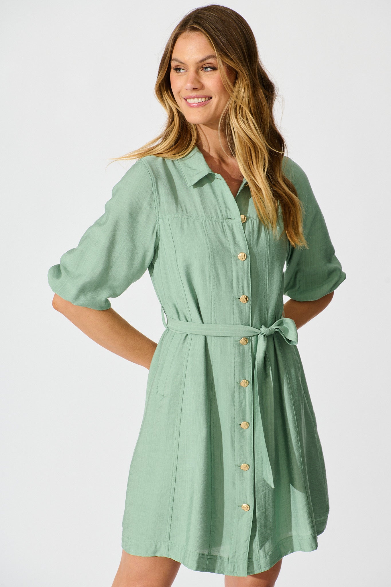 Deriana Shirt Dress in Sage