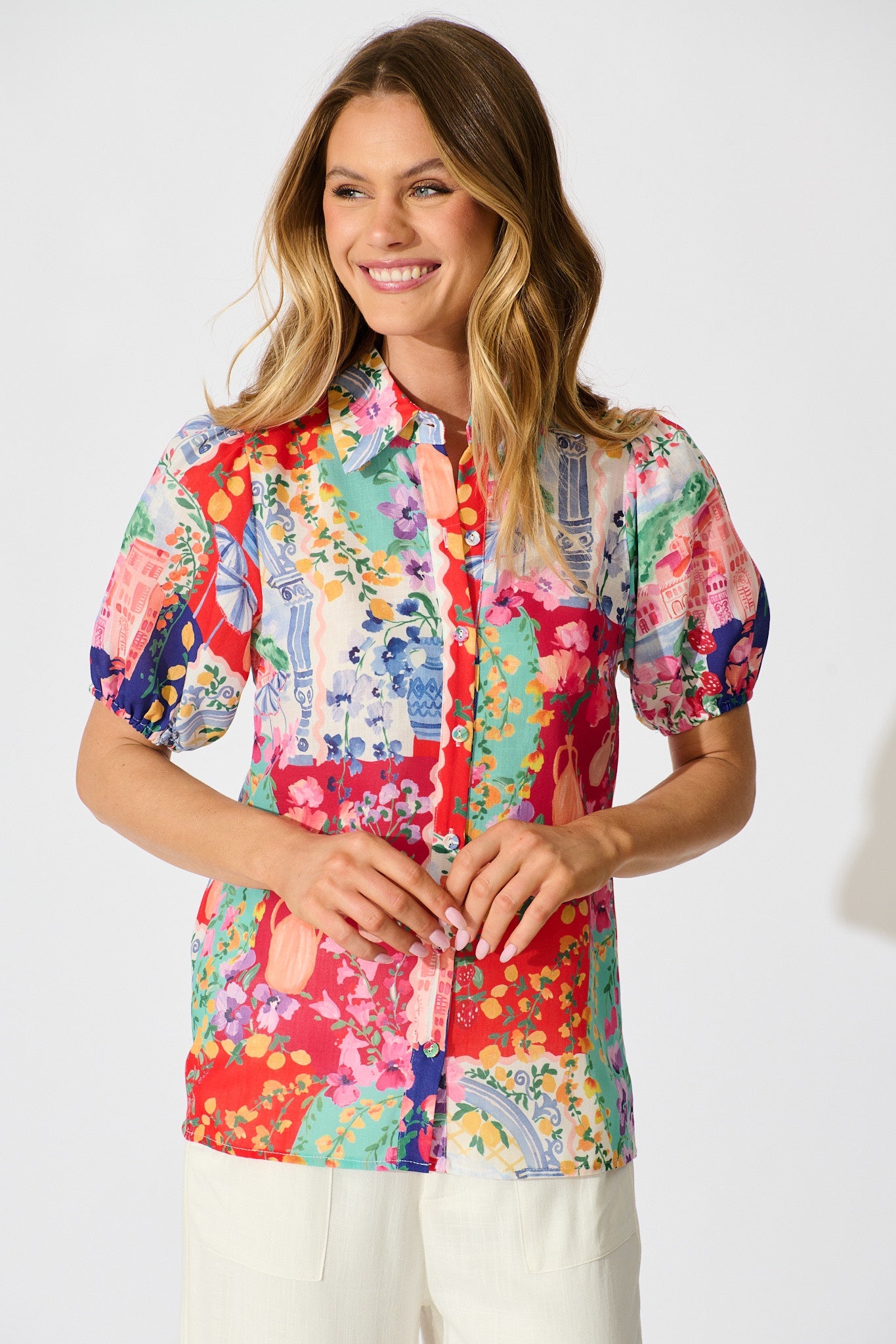 Bonita Shirt in Multi Resort Linen Blend