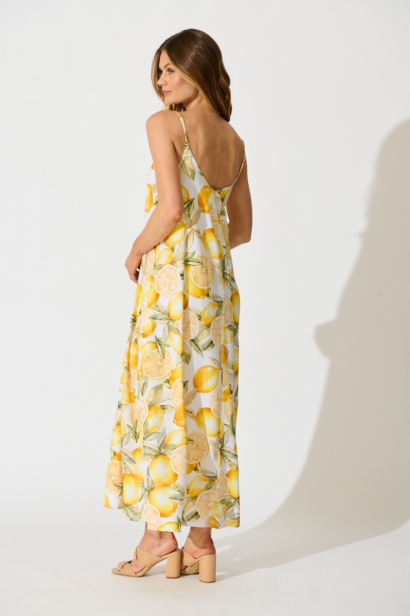 No Scrubs Maxi Dress in Butter Yellow Lemon Print