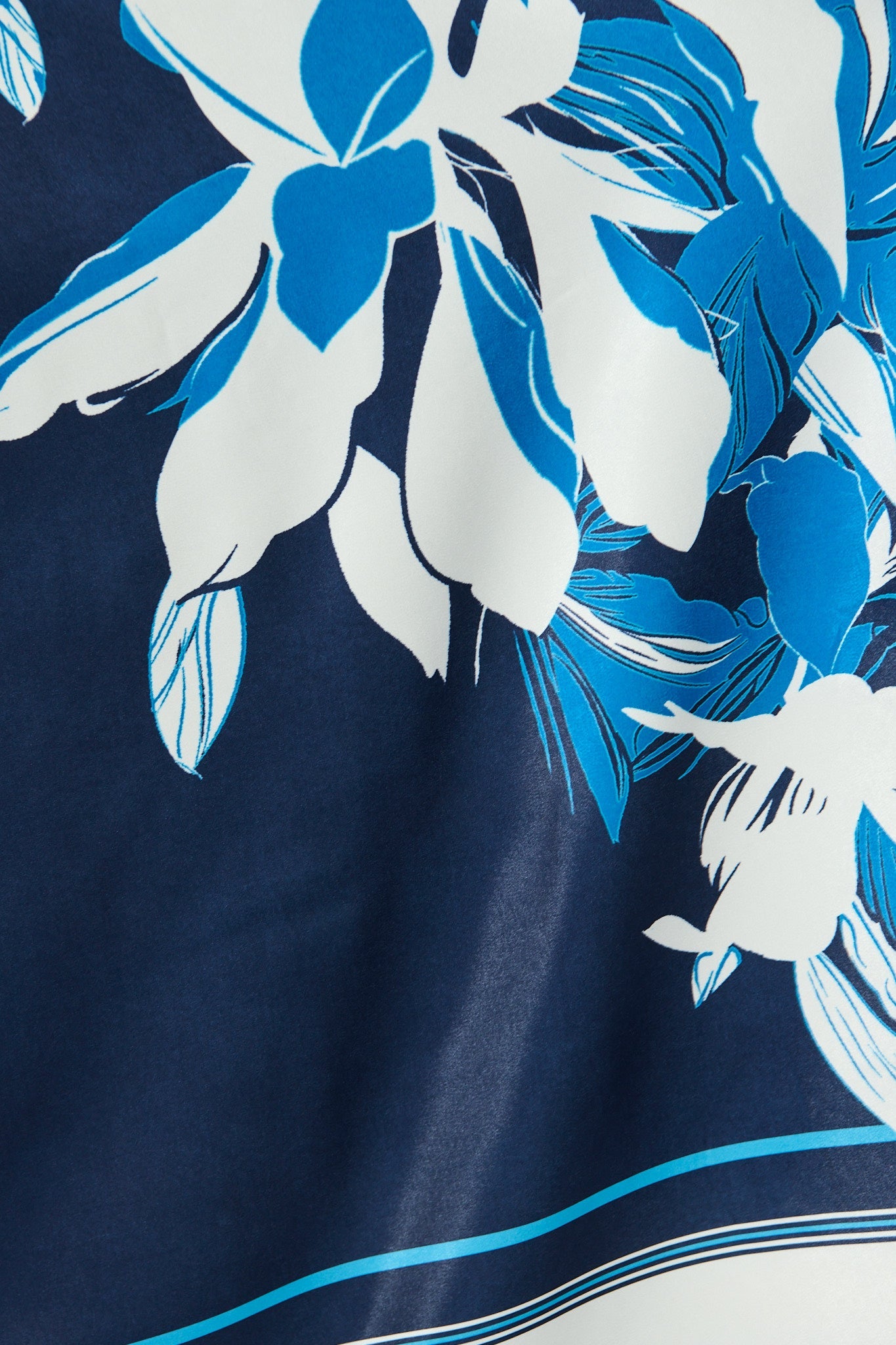 Bernadette One Shoulder Midi Dress in Navy with Floral Satin