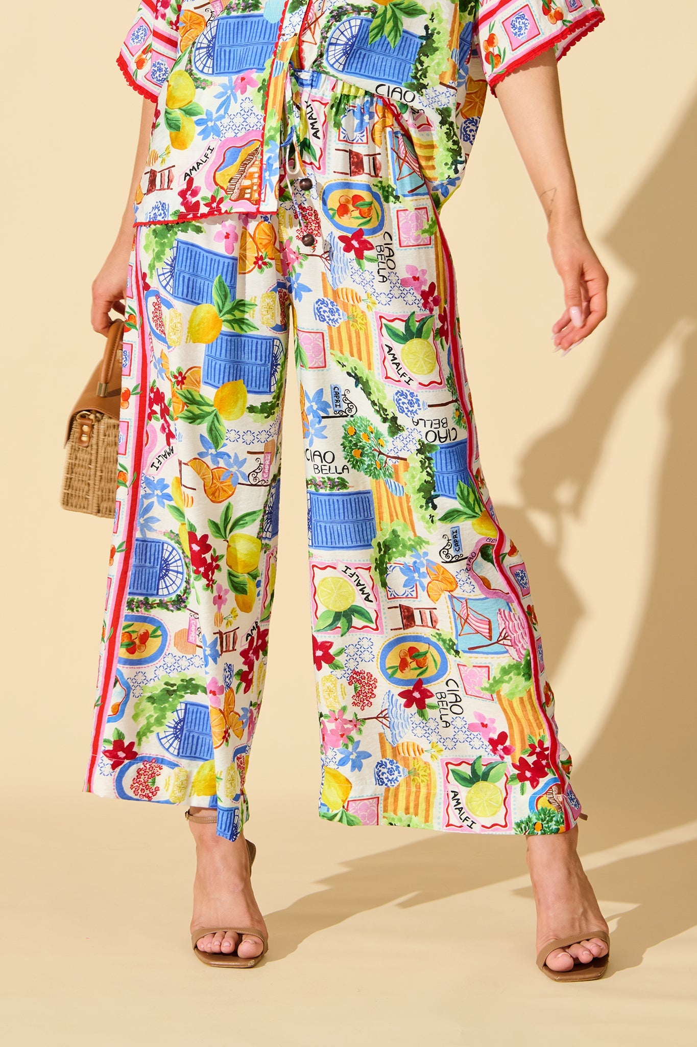 Romeo Pant in White With Multi Print