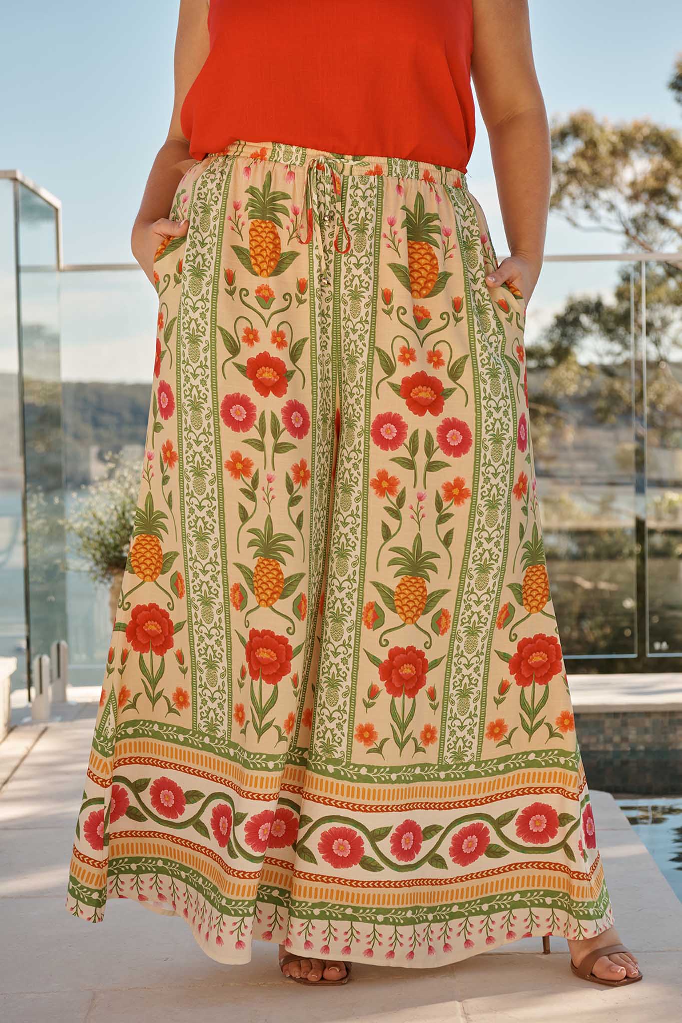 Isla Tropic Pant in Pineapple Print