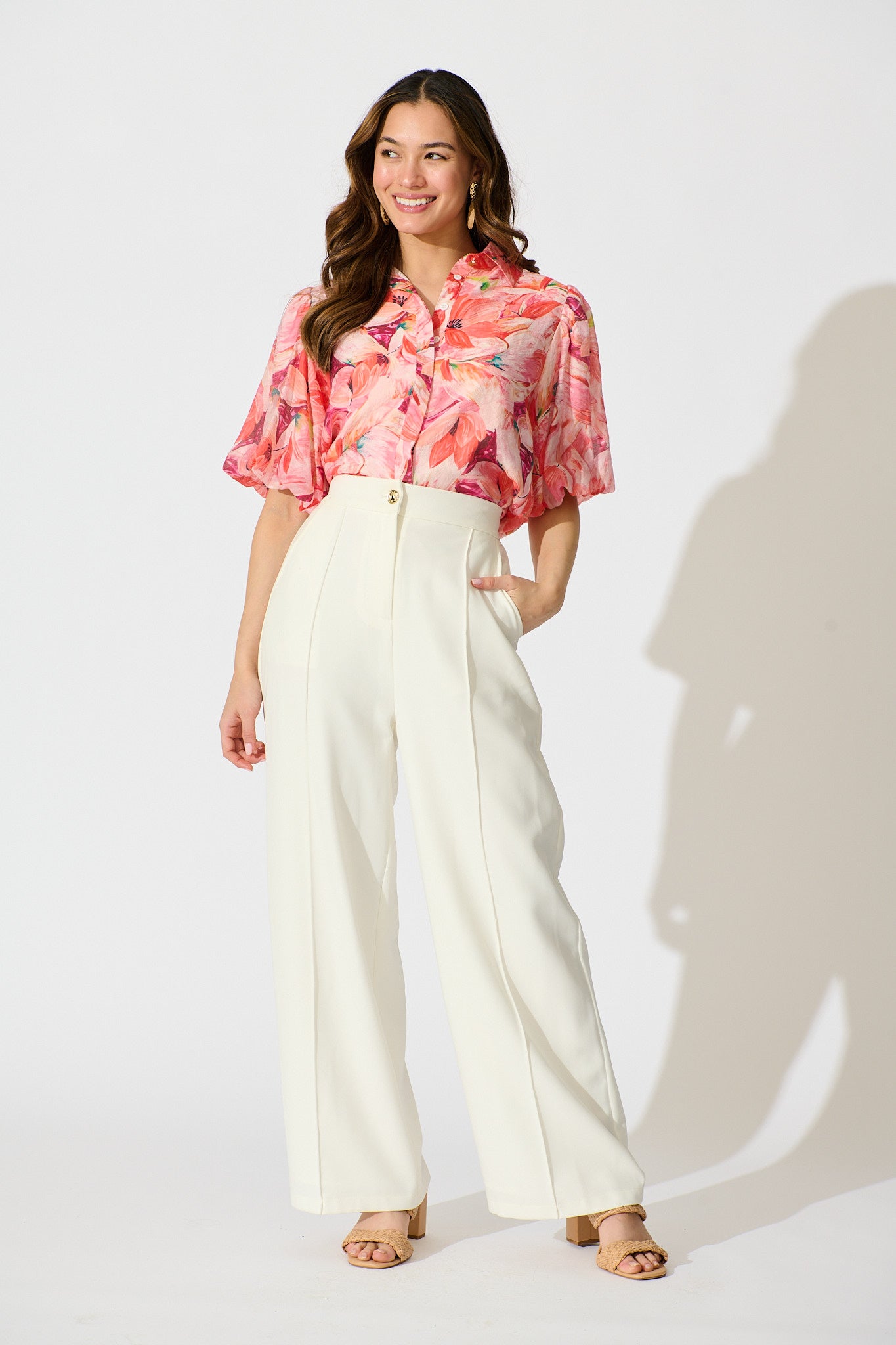 Aeryn Shirt in Pink Watercolour Print