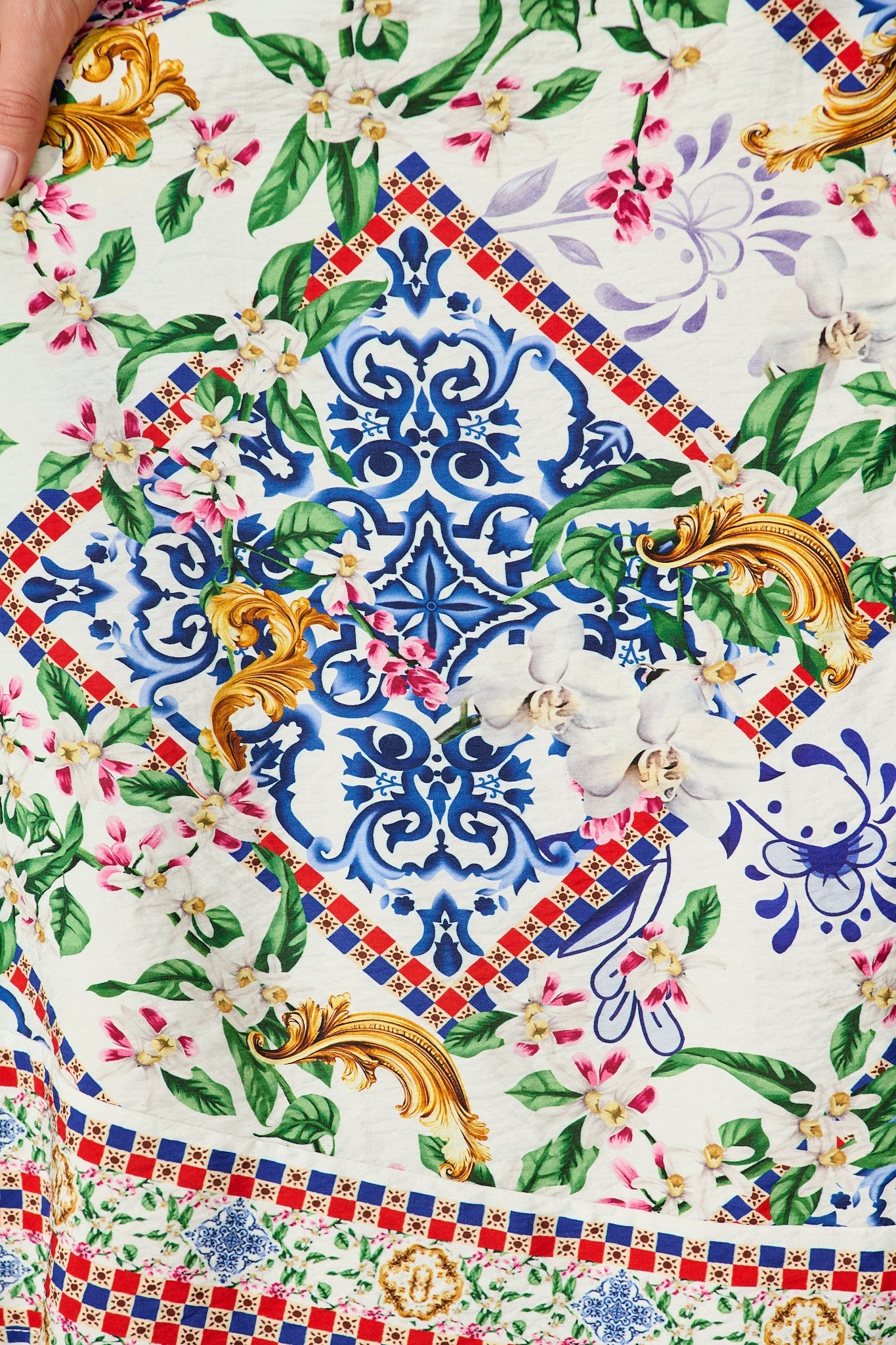 Portofino Bloom Midi Dress in White with Multi Print