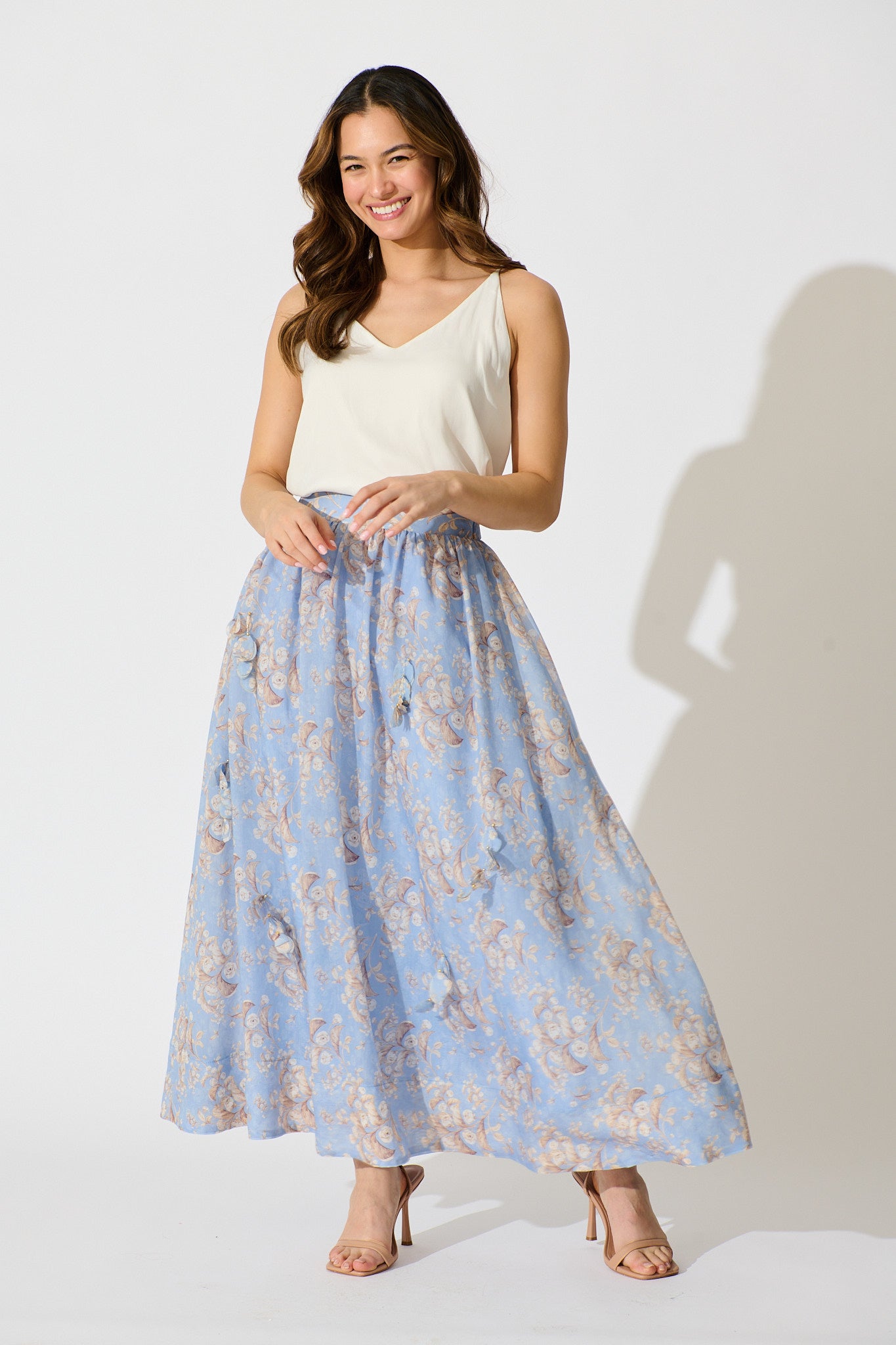 Gardenlight Maxi Skirt in Blue Floral