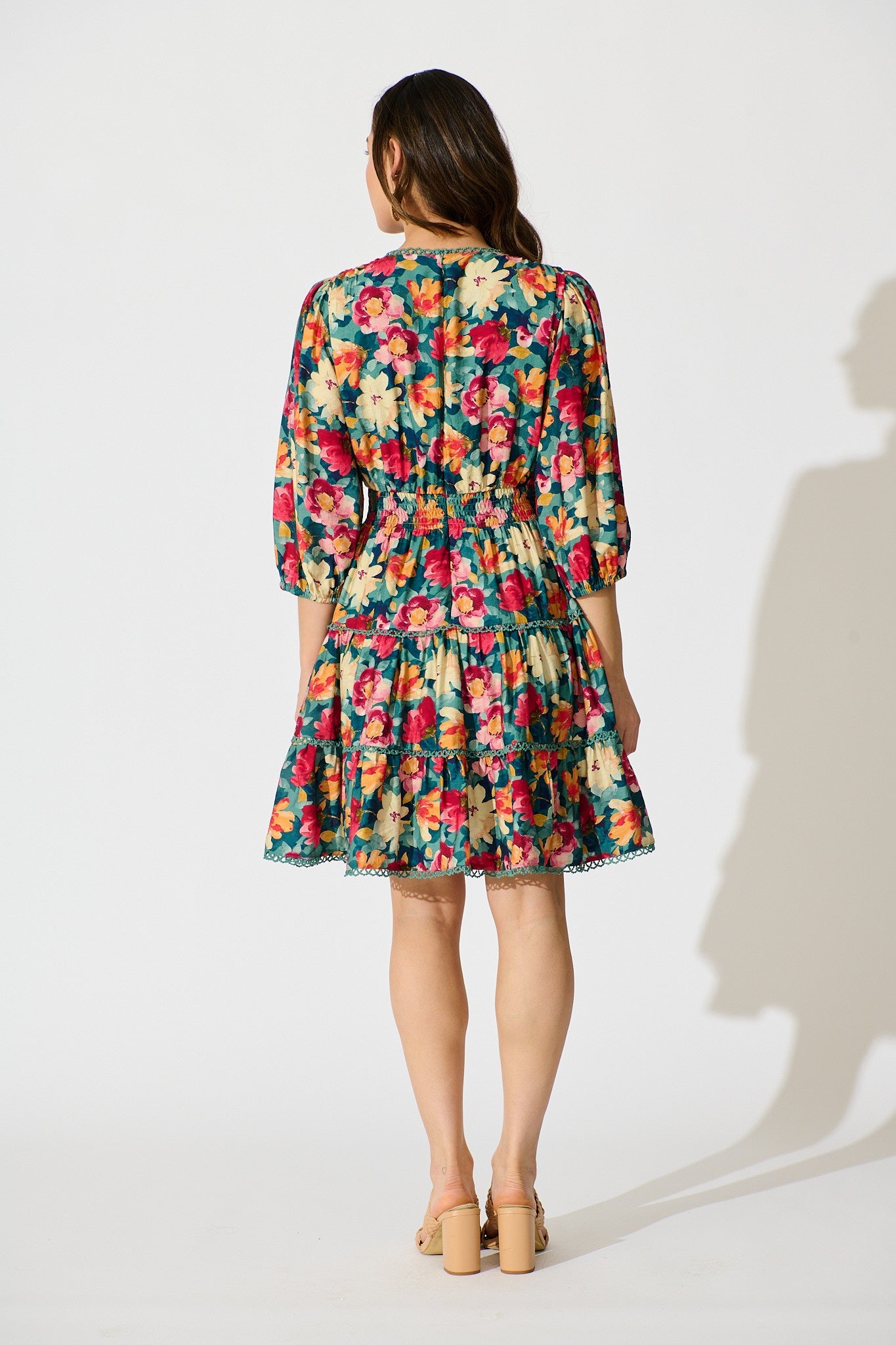 Camelia Dress in Jade Floral Print