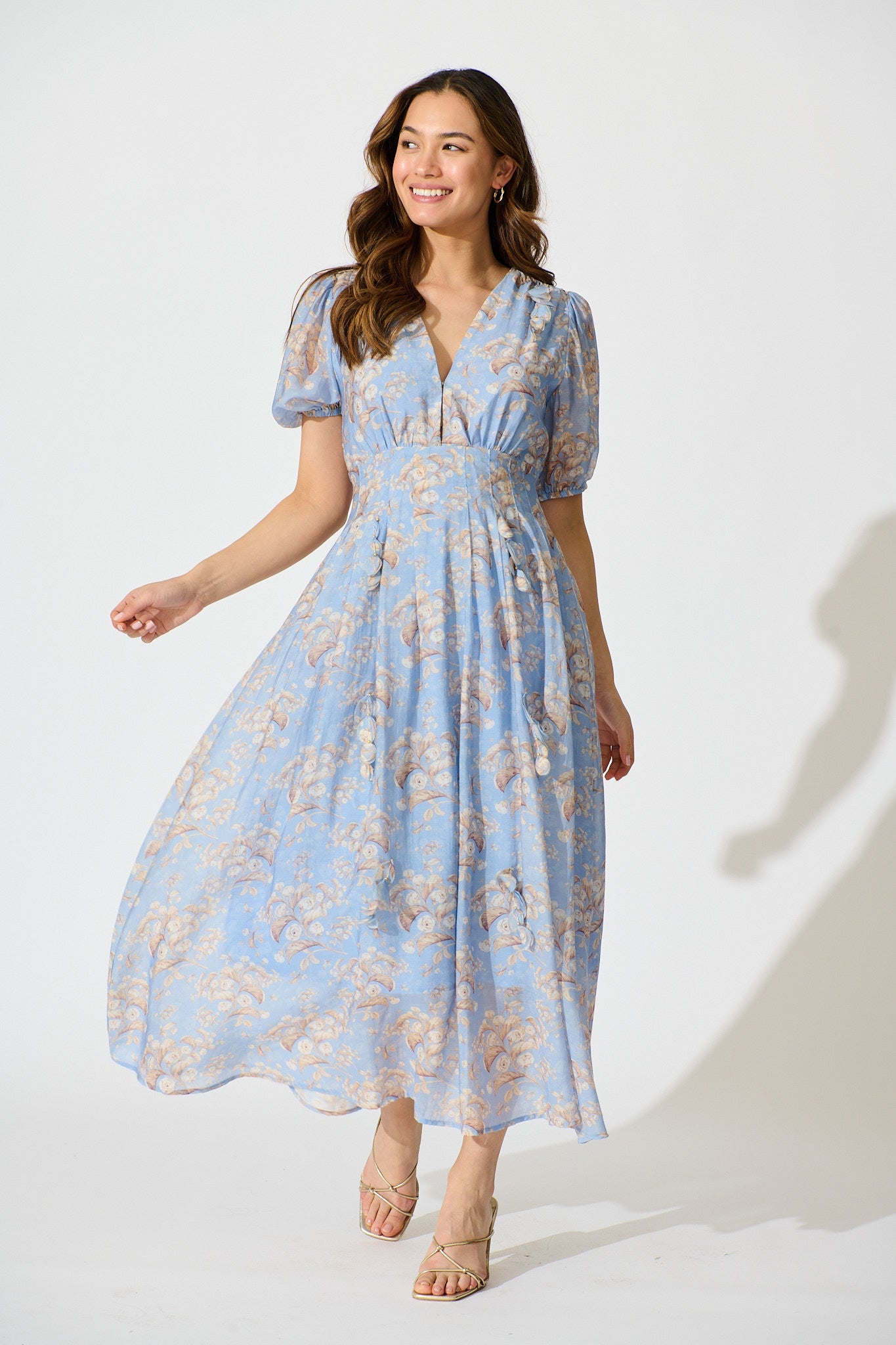 Faded Botanica Maxi Dress in Blue Floral