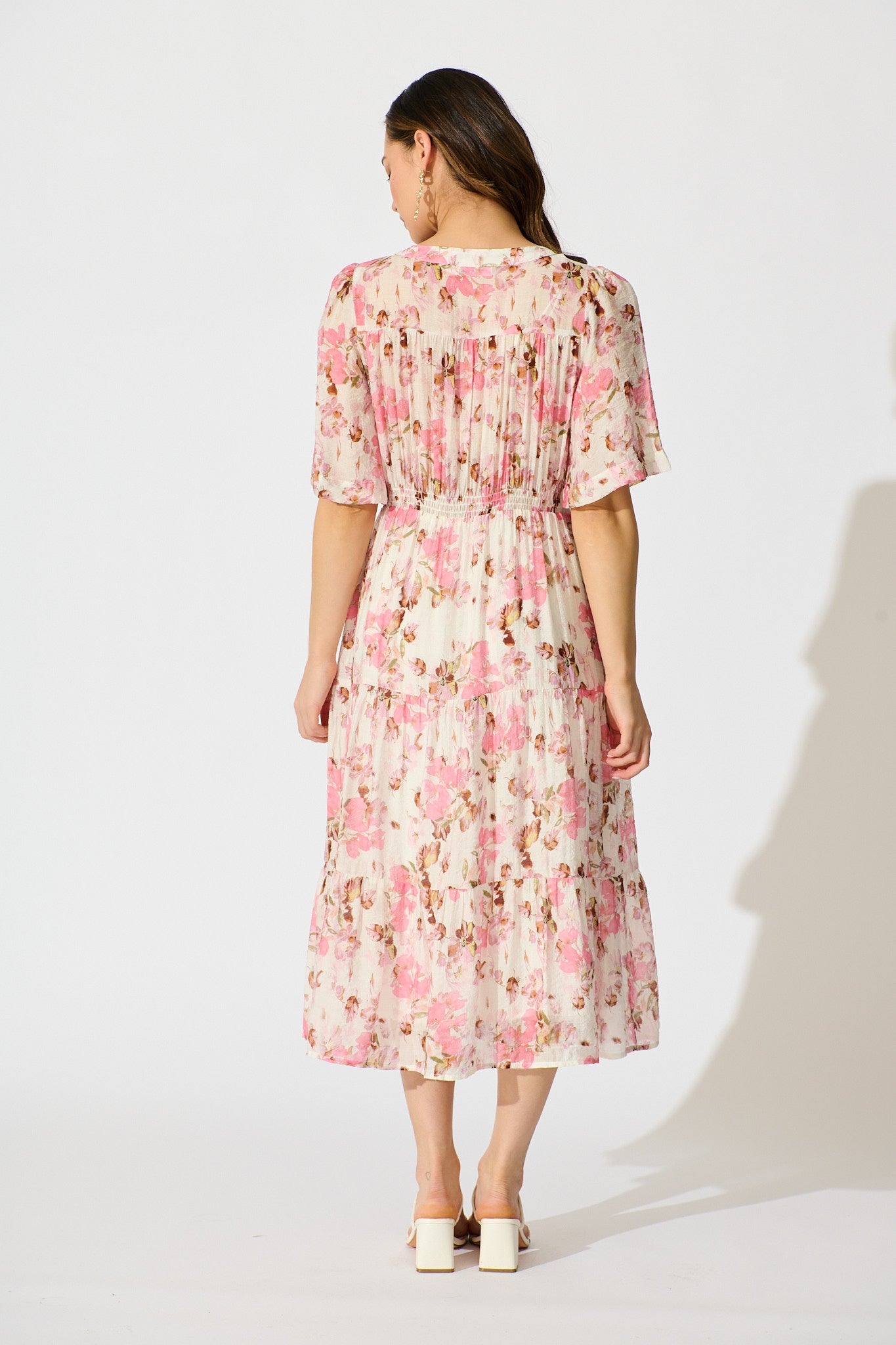 Finn Dress in White with Pink Floral