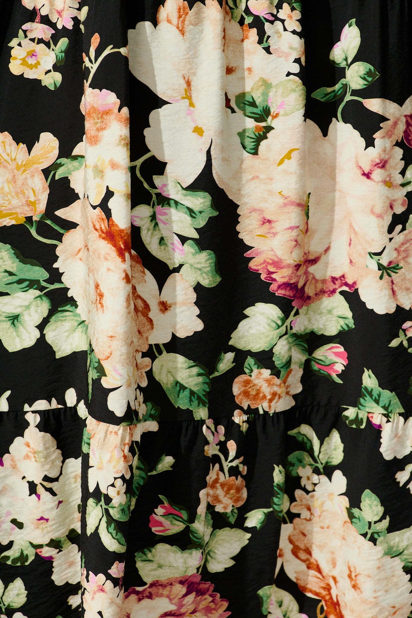 Zodie Midi Dress in Black Multi Floral Print