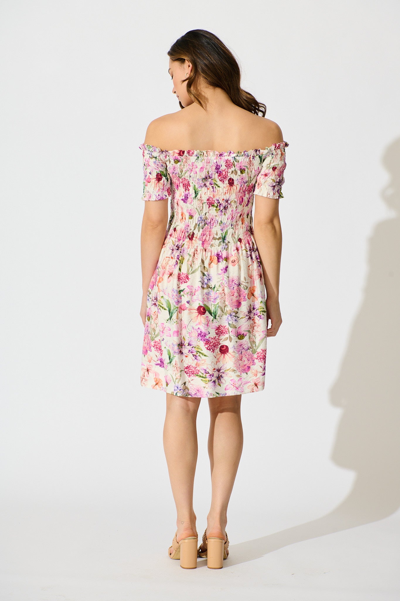 Wild Rose Whisper Dress in White with Lilac Floral