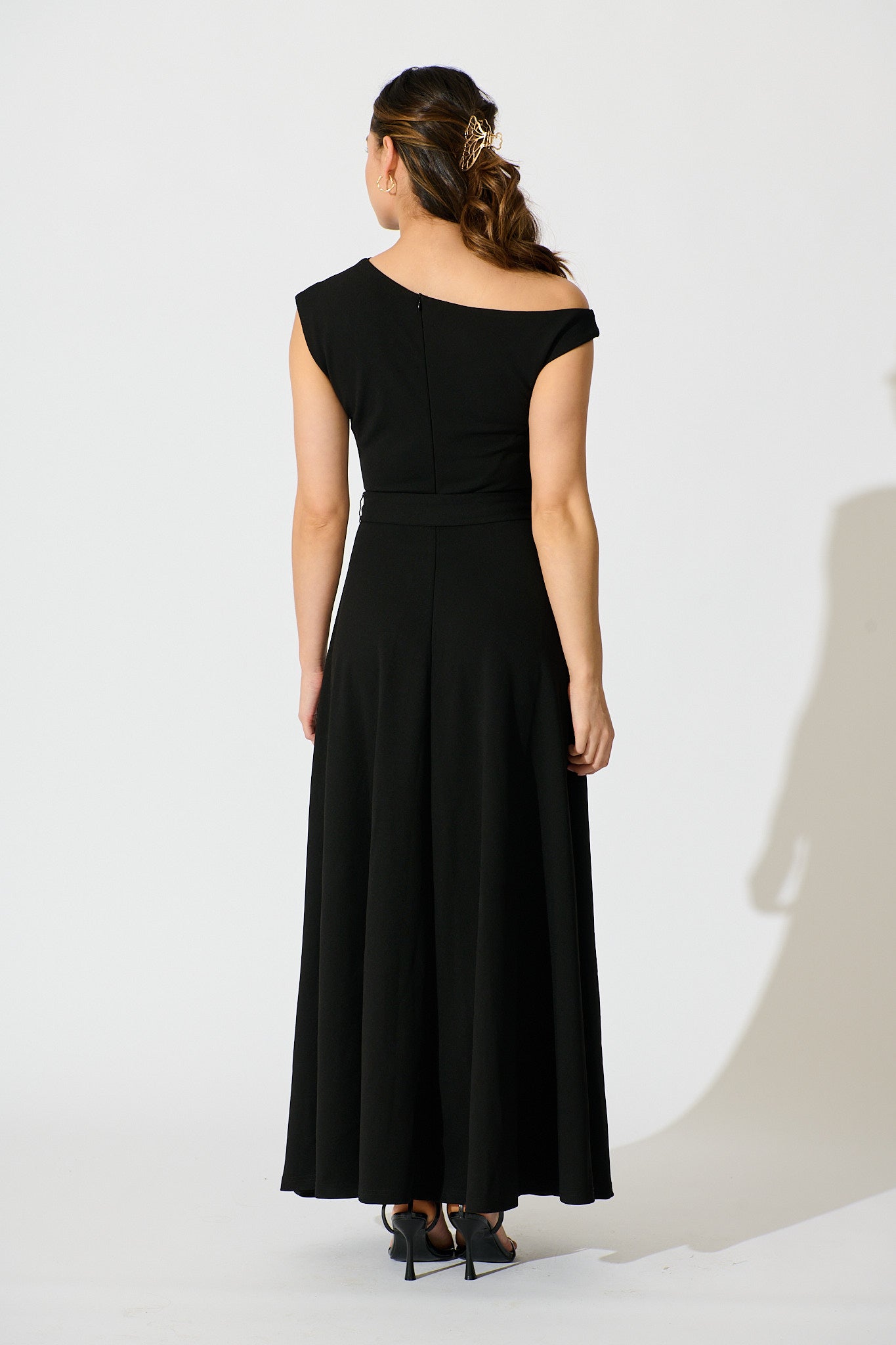 Noirelle Maxi Off Shoulder Dress in Black