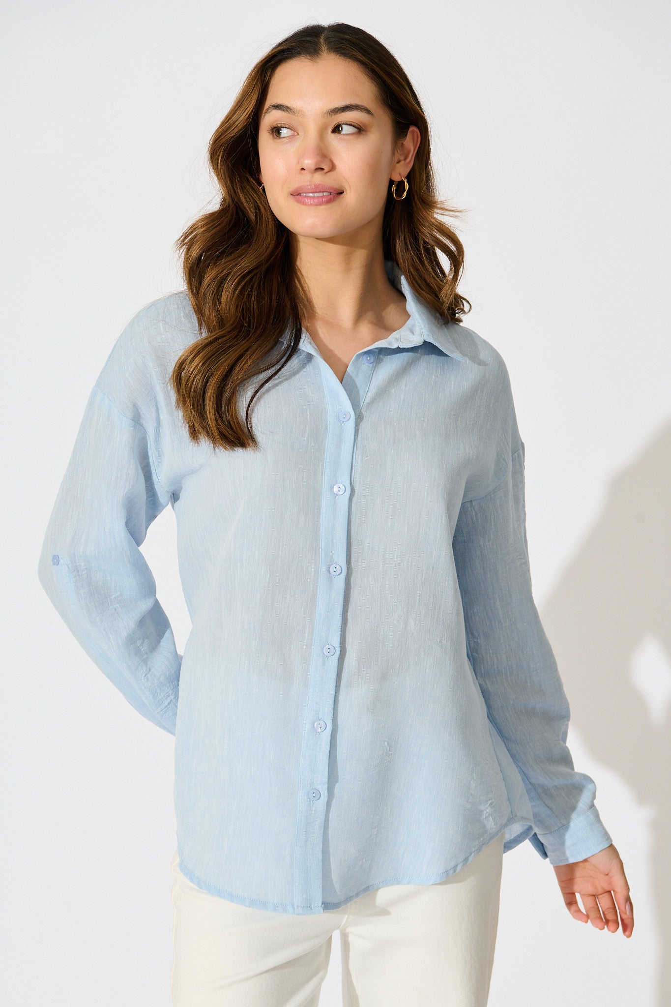 Lysandra Shirt in Pale Blue Linen Blend