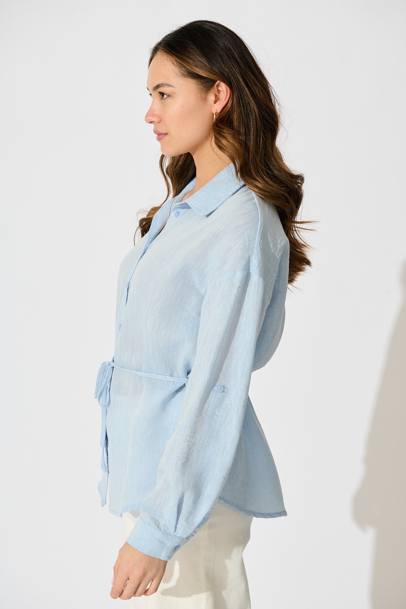 Lysandra Shirt in Pale Blue Linen Blend