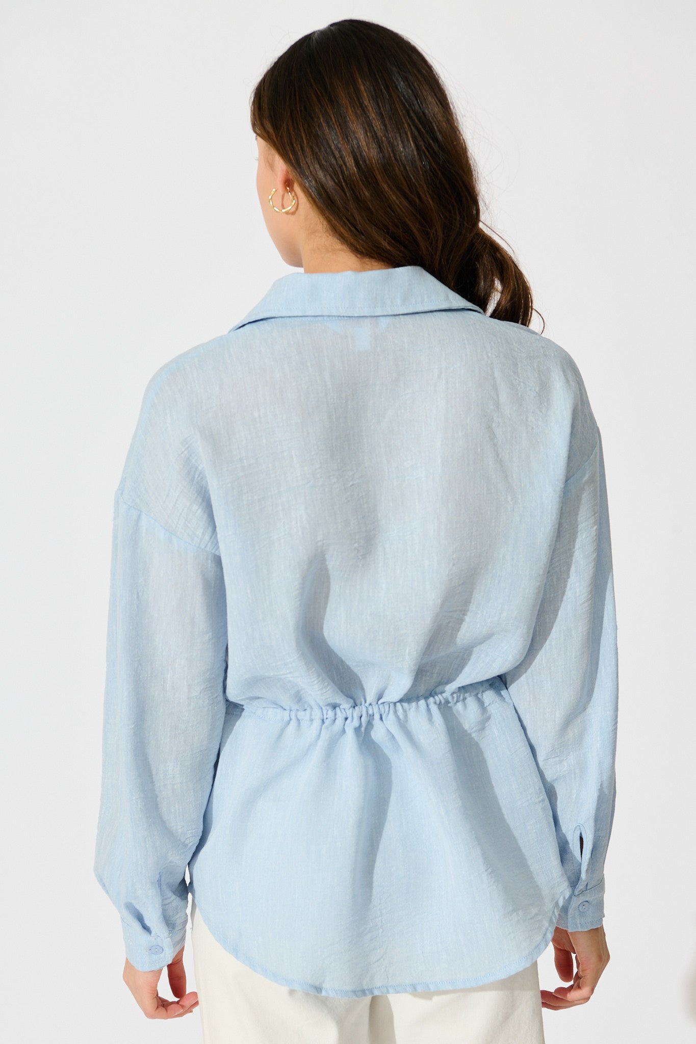 Lysandra Shirt in Pale Blue Linen Blend